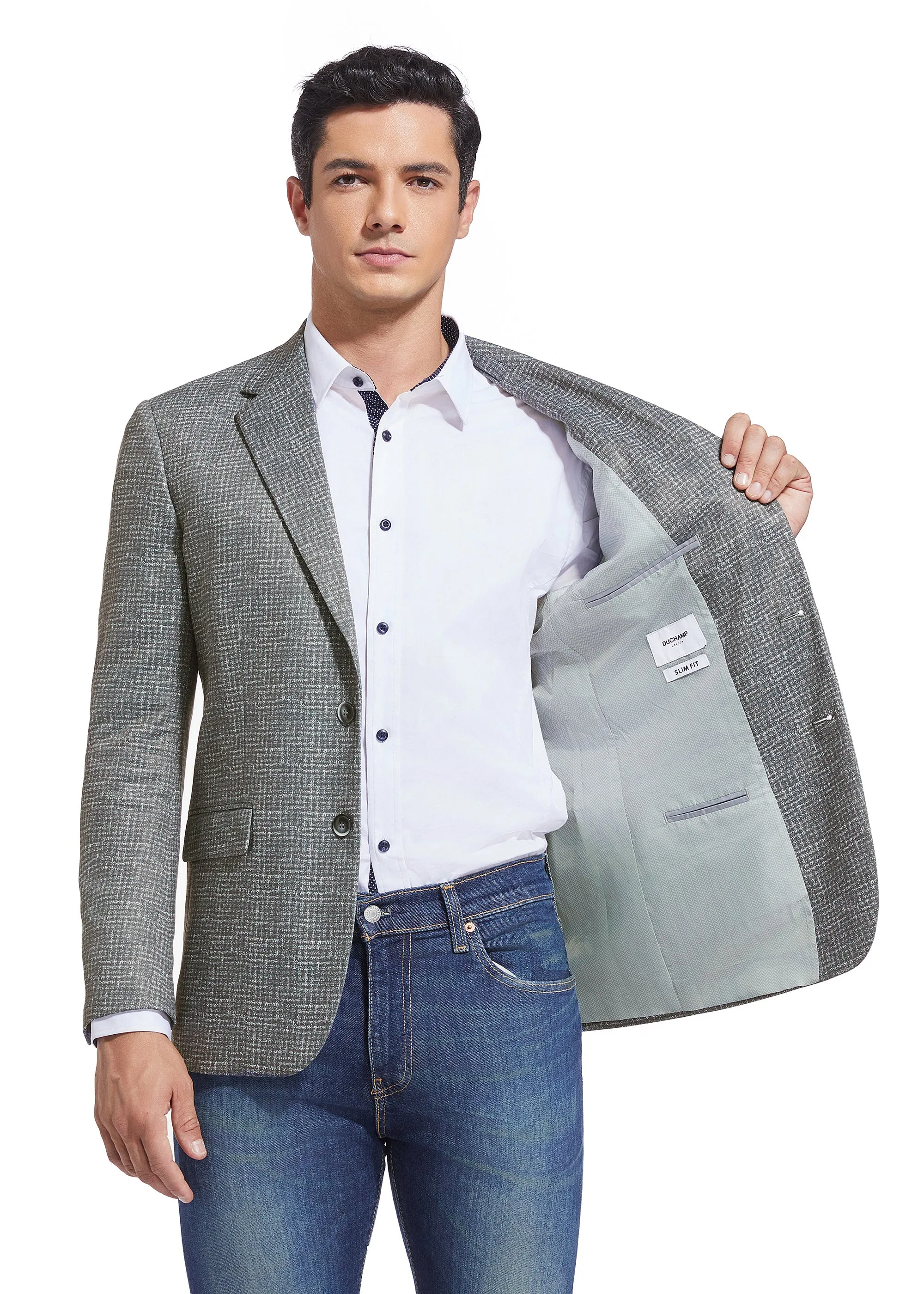 DUCHAMP CROSSHATCH PLAID KNIT SPORTCOAT