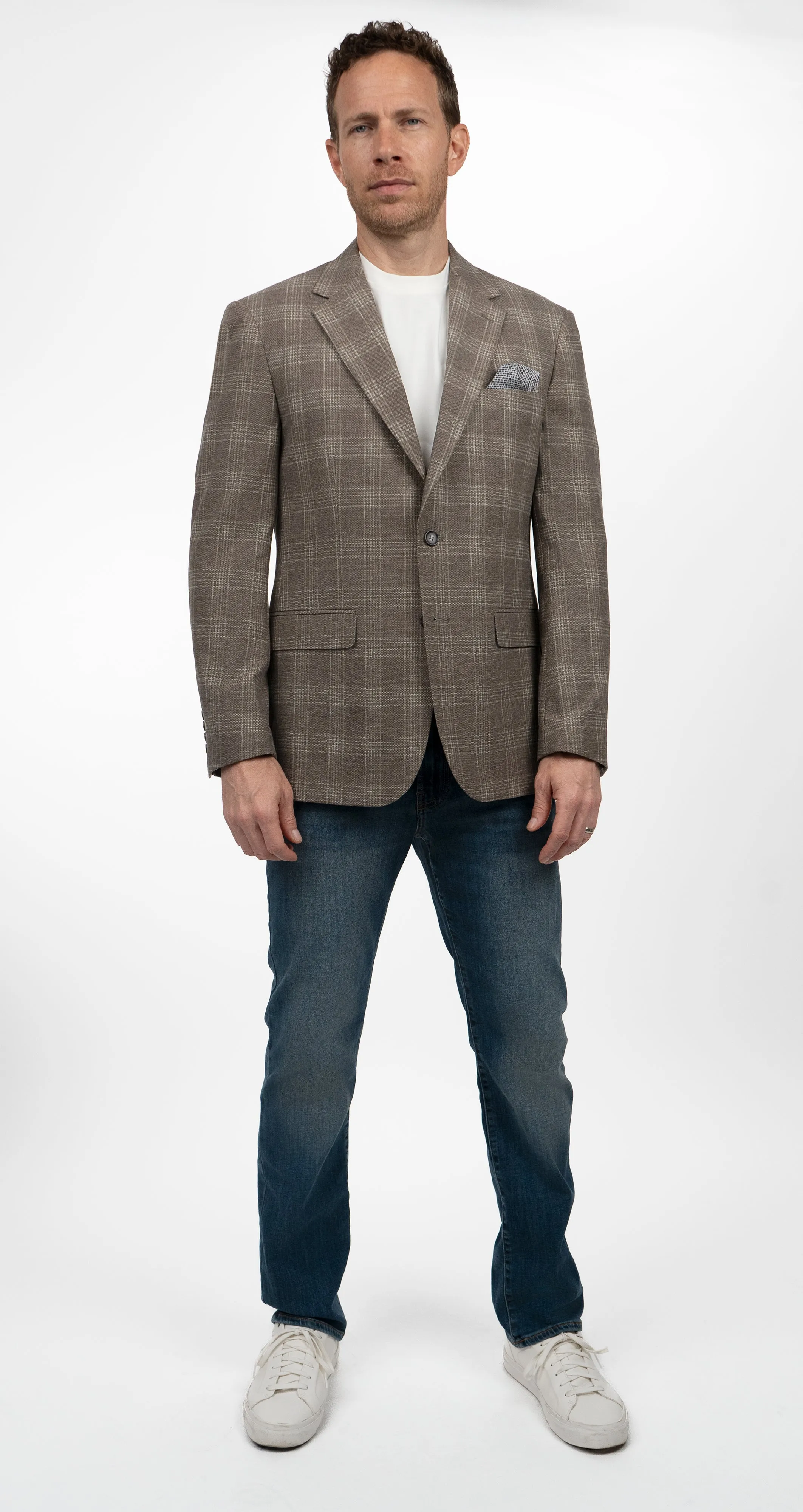 Duchamp London Brown Windowpane Sportcoat