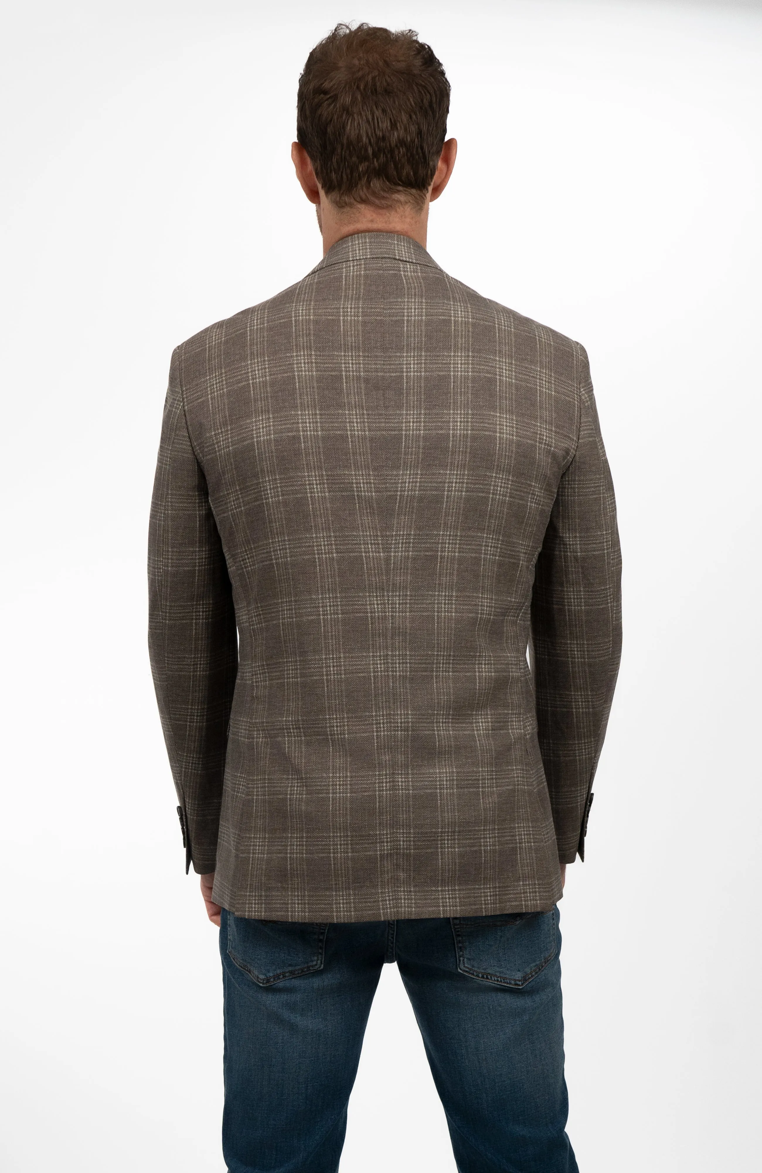 Duchamp London Brown Windowpane Sportcoat