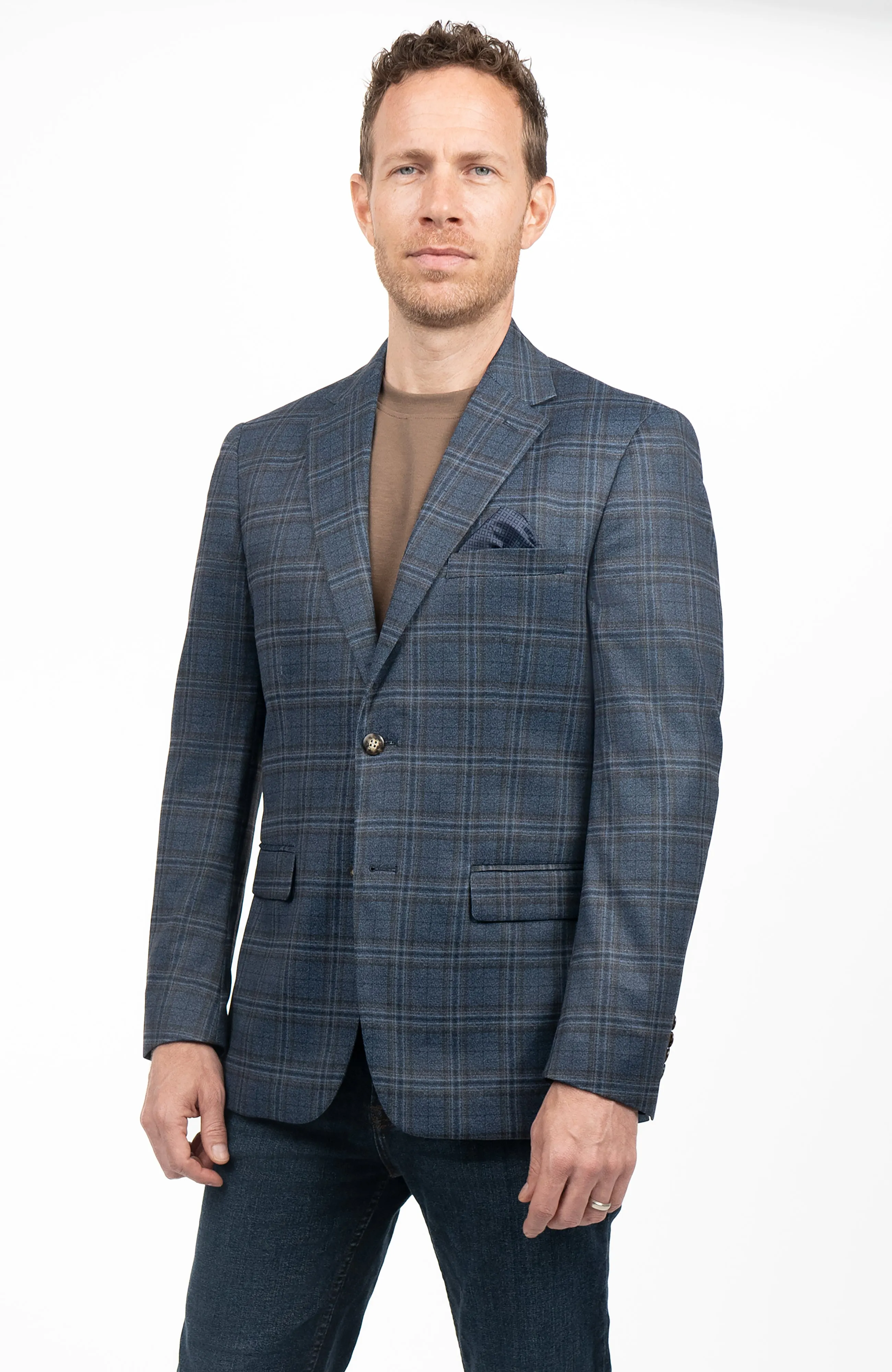 Duchamp London Brown Windowpane Sportcoat