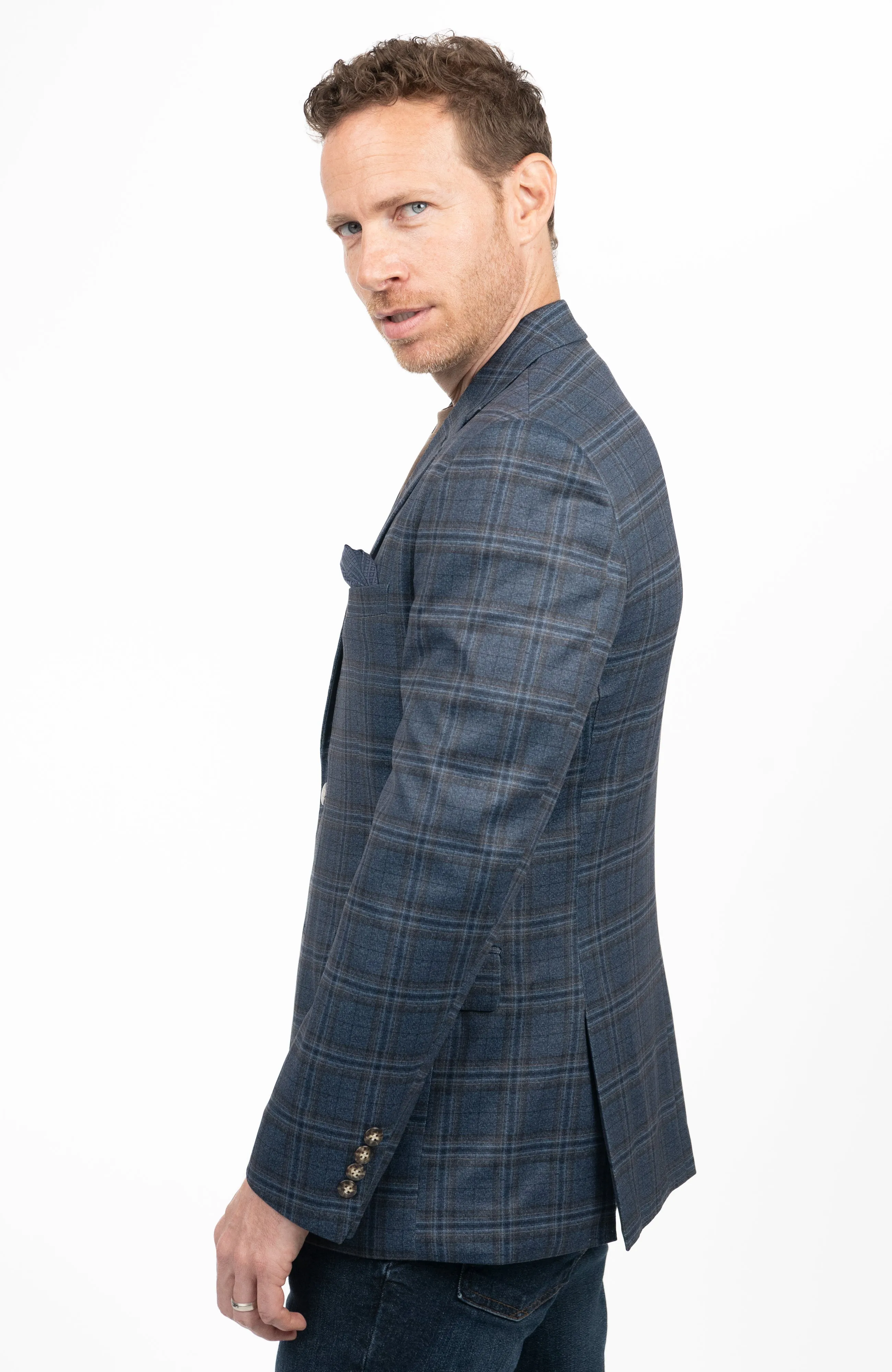 Duchamp London Brown Windowpane Sportcoat