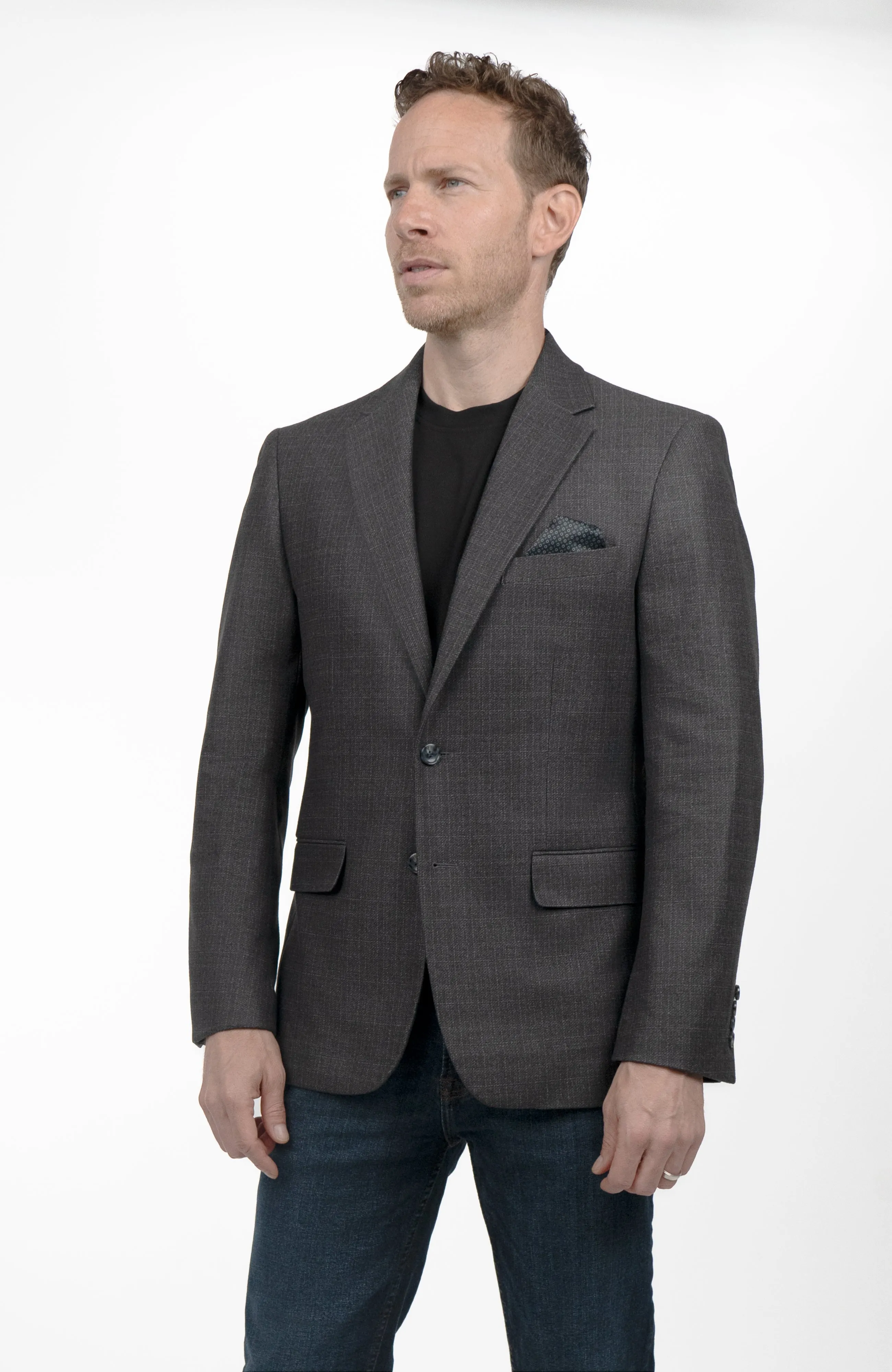 Duchamp London Navy Windowpane Sportcoat