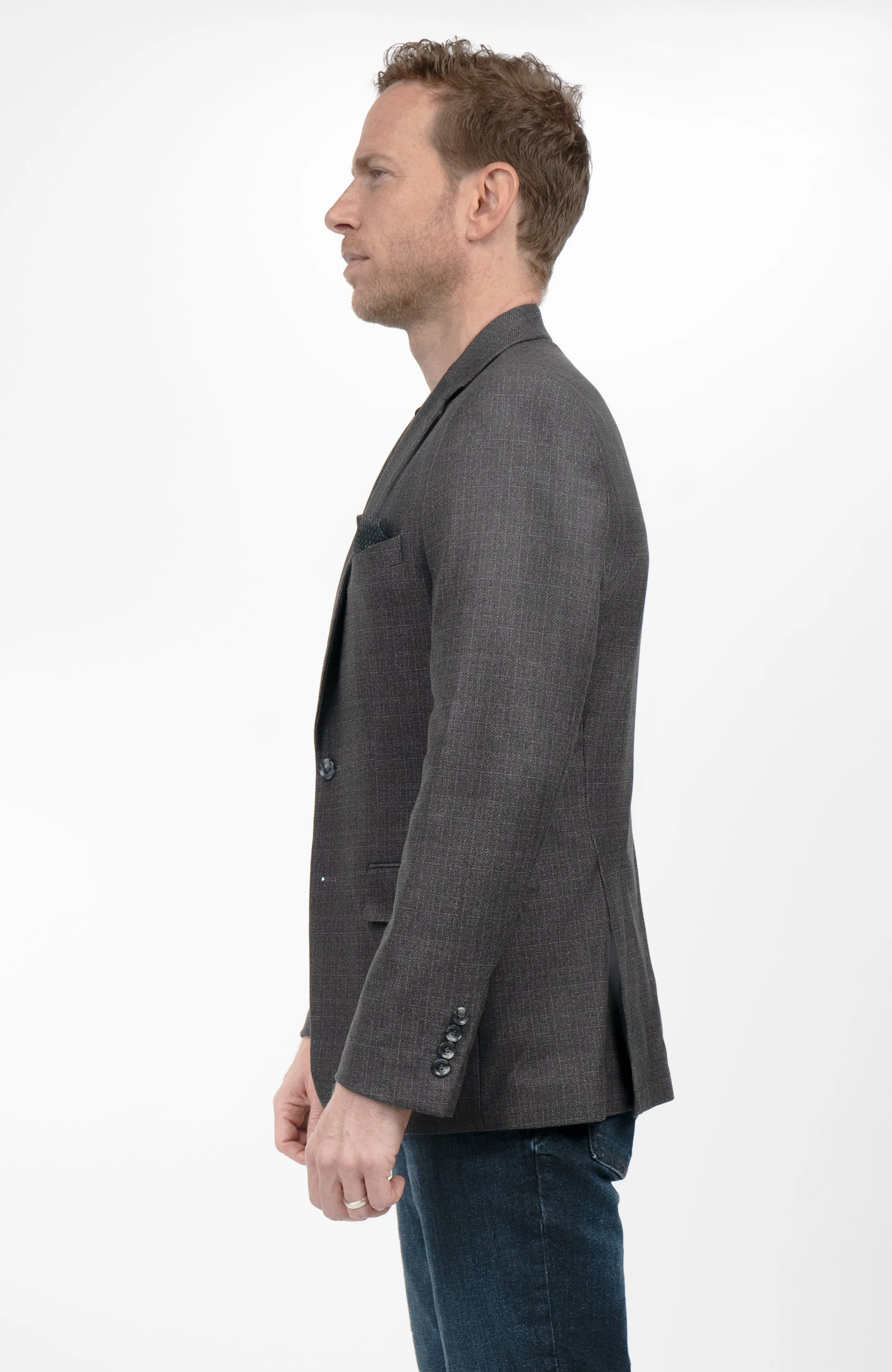 Duchamp London Navy Windowpane Sportcoat