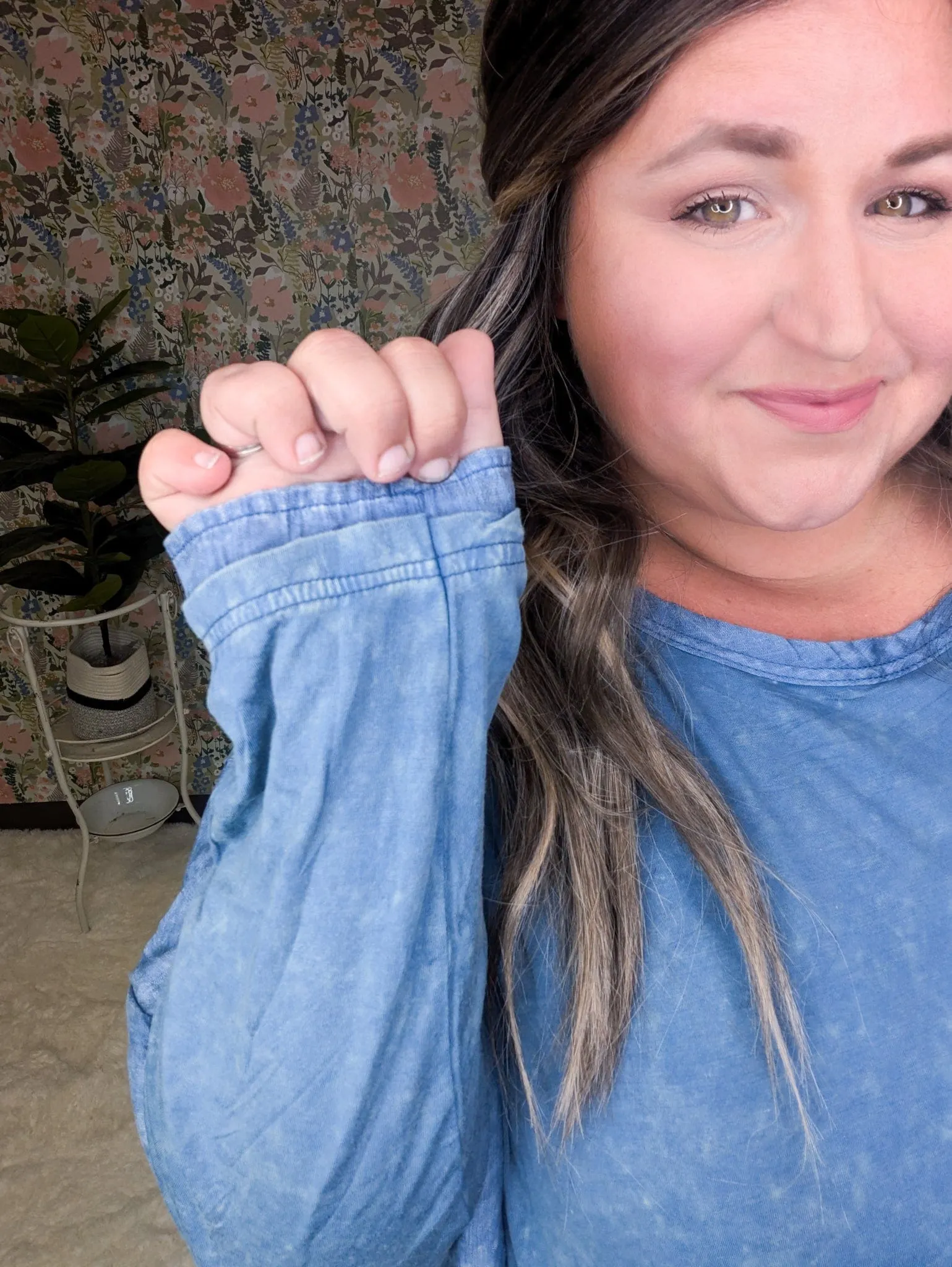 Elizabeth Slouchy Boatneck Top w/Pockets in Mineral Denim Blue
