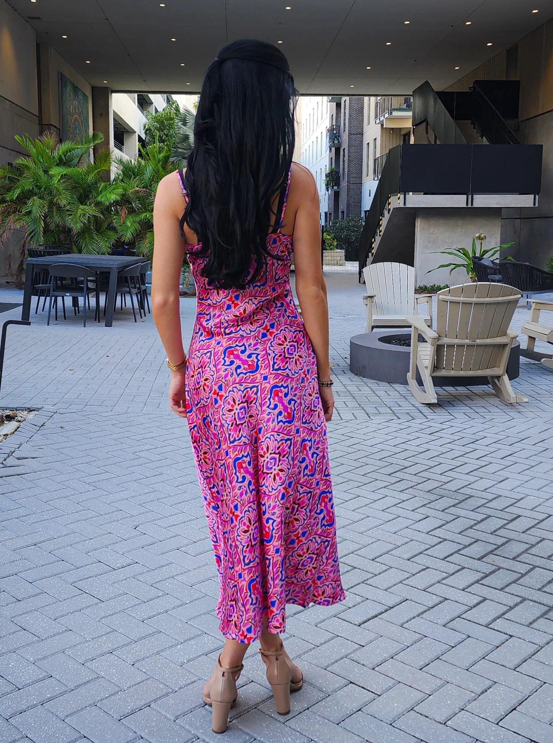 Ella Satin Cowl Neck Midi Dress