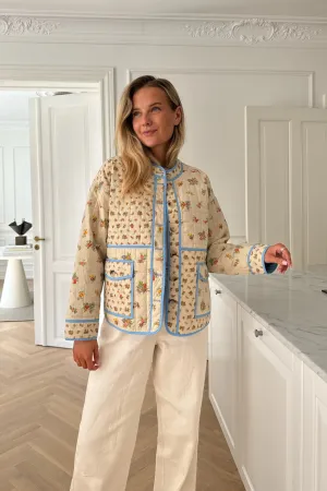 EmmyIC Quilted Jakke - Beige Multifarvet Blomsterprint