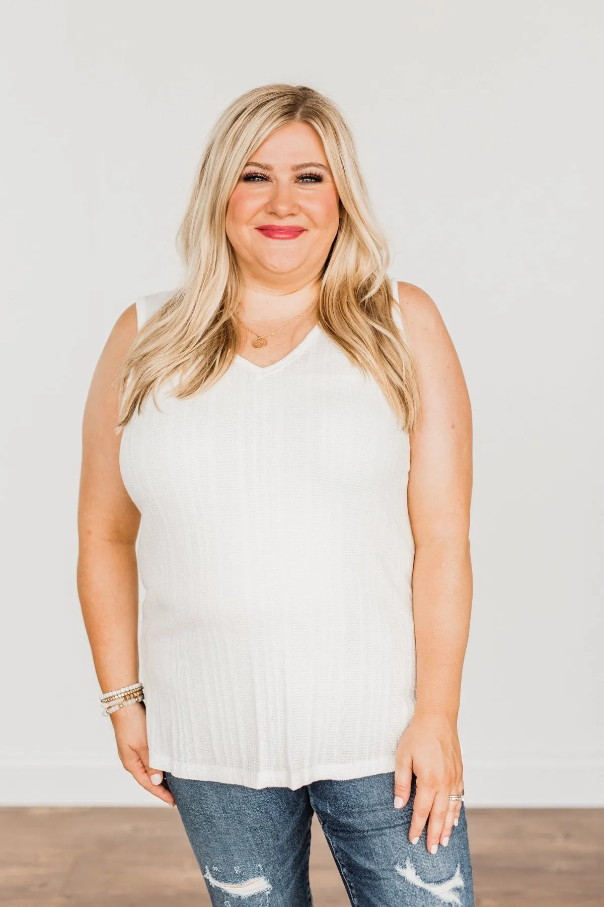 Encouraging Words V-Neck Tank Top- Ivory