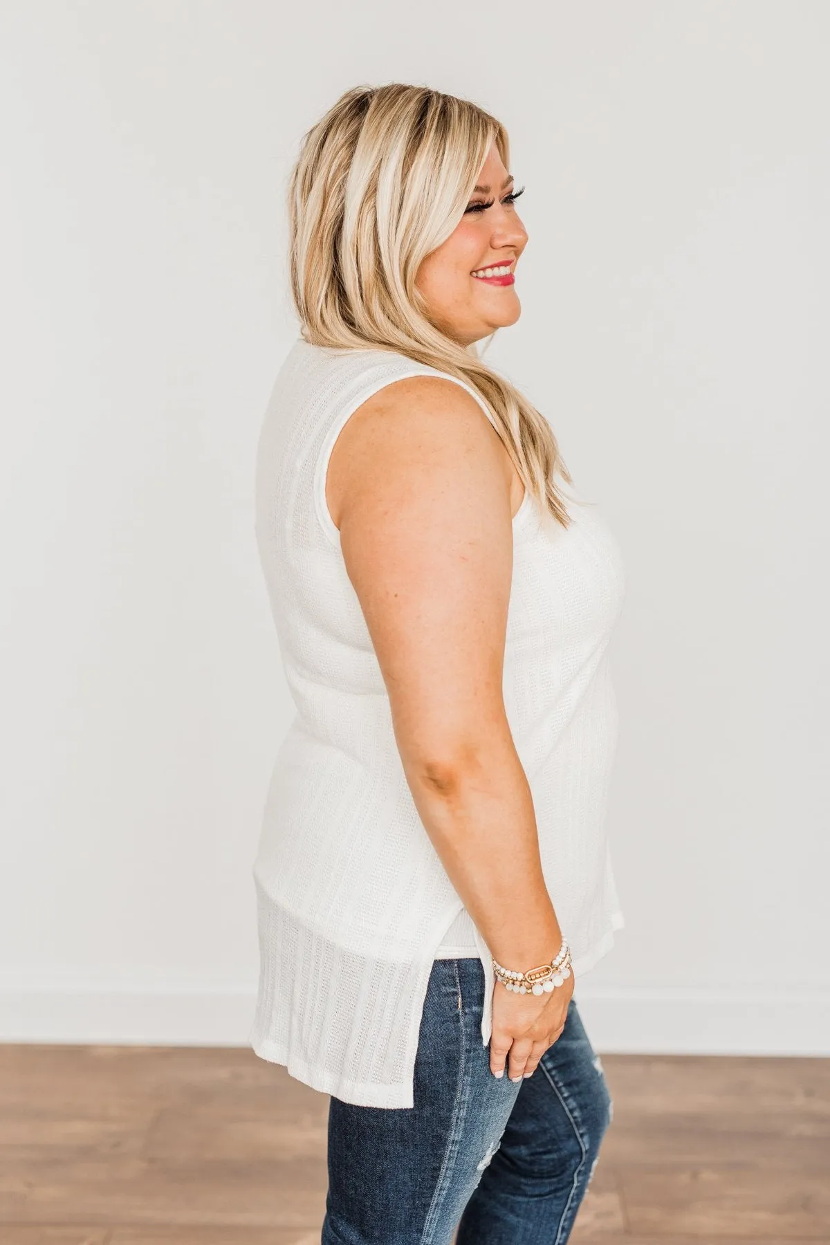 Encouraging Words V-Neck Tank Top- Ivory
