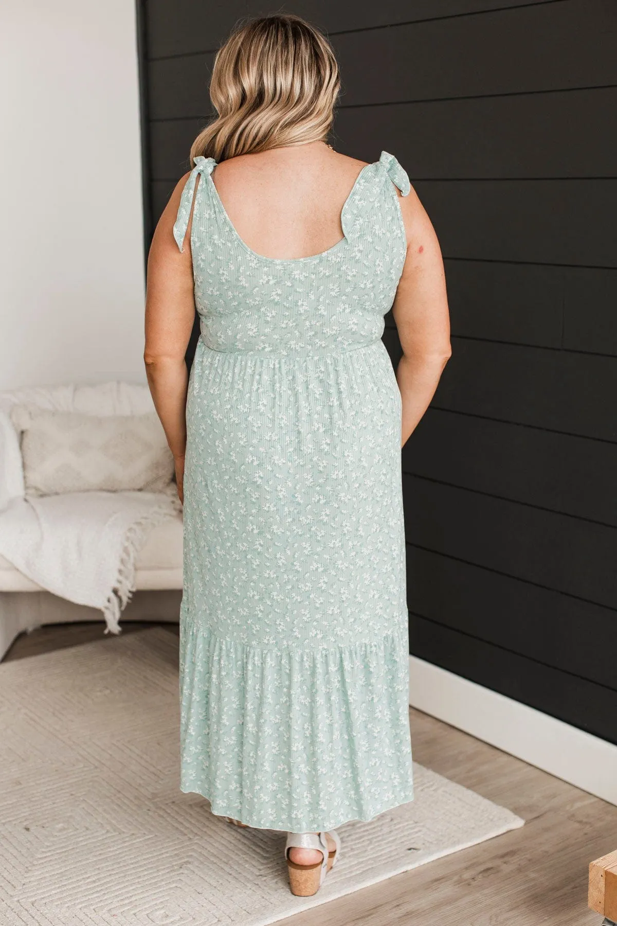 Feeling Cherished Floral Midi Dress- Sage