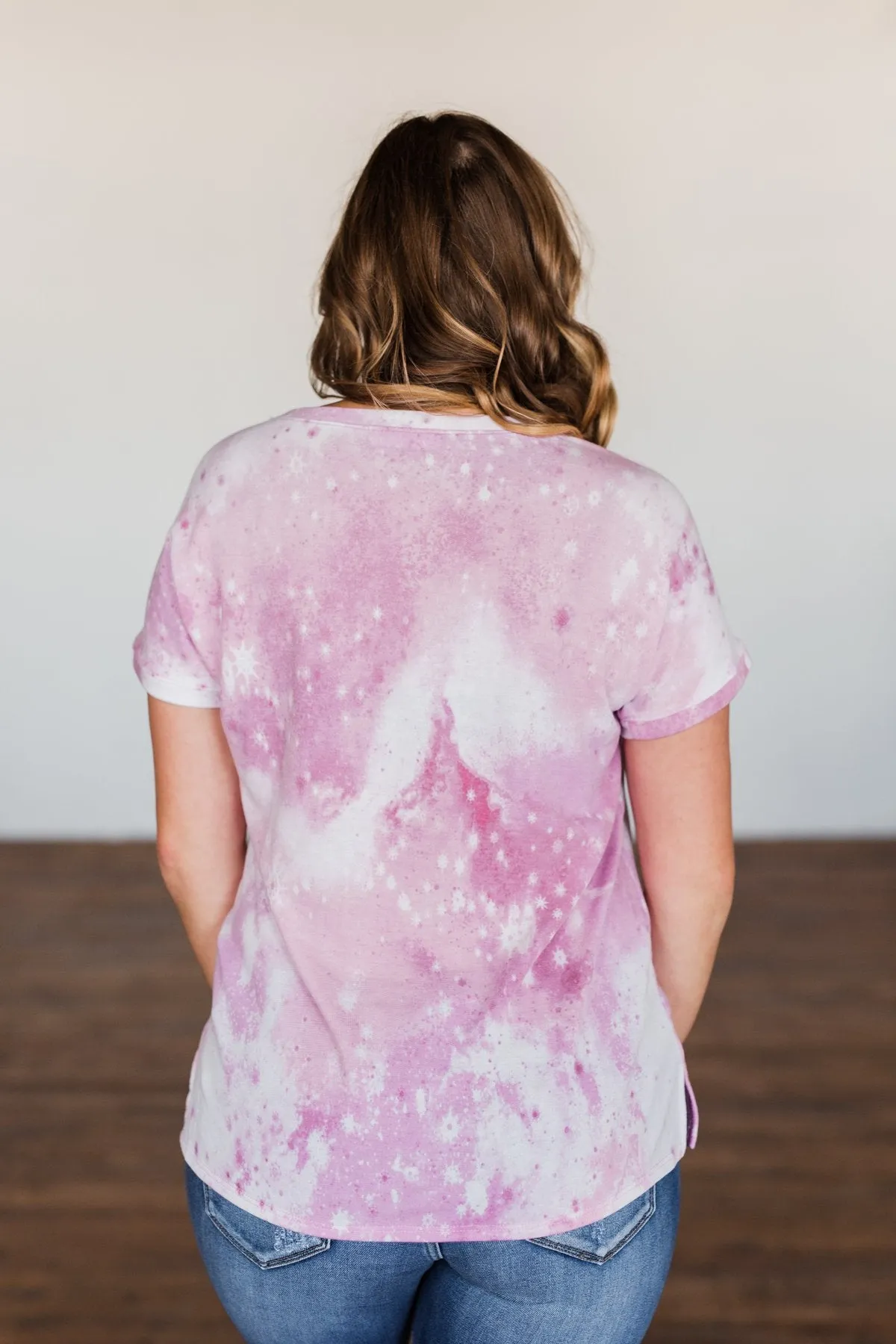 First Love Tie Dye V-Neck Top- Pink, Purple, Ivory