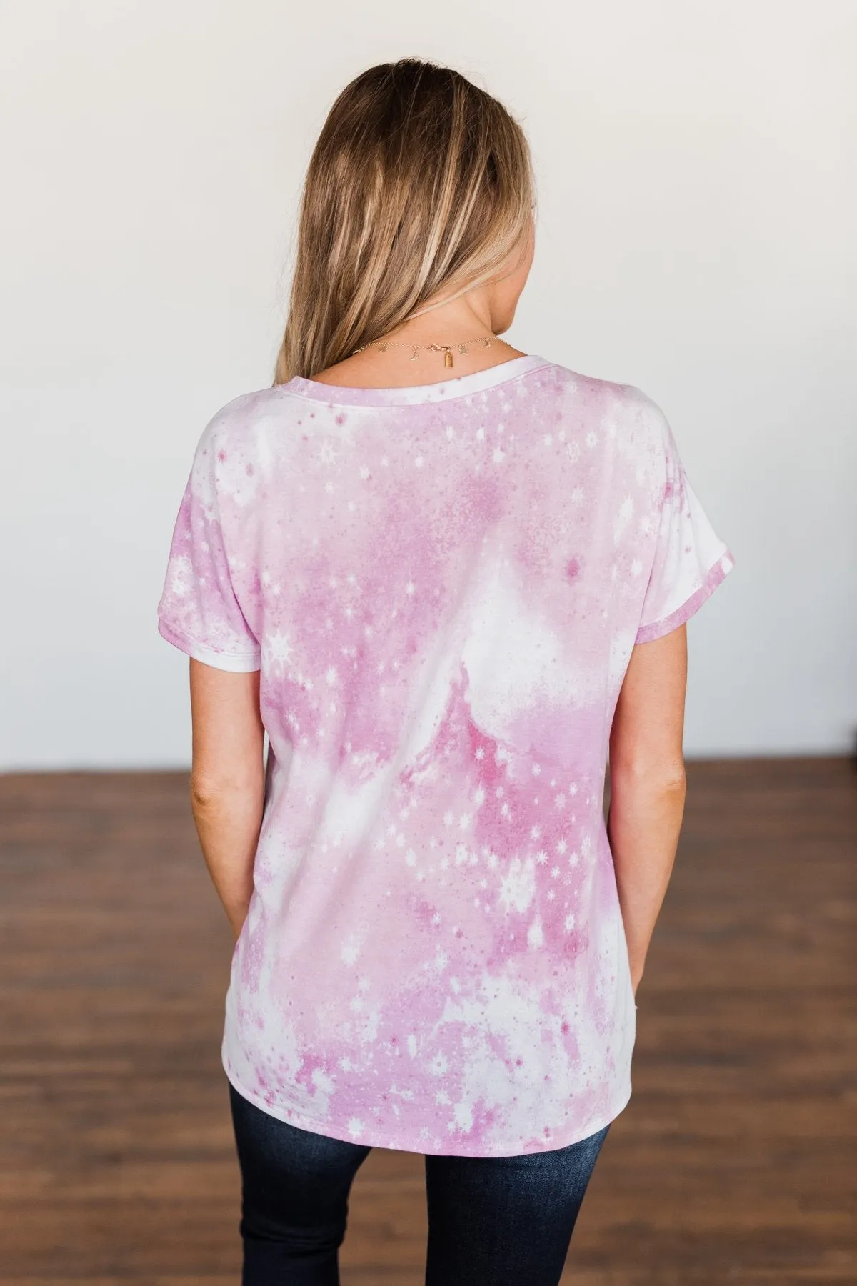 First Love Tie Dye V-Neck Top- Pink, Purple, Ivory