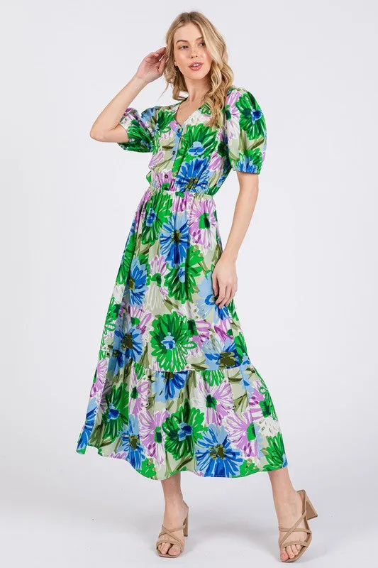 Floral Button-Up Maxi Dress