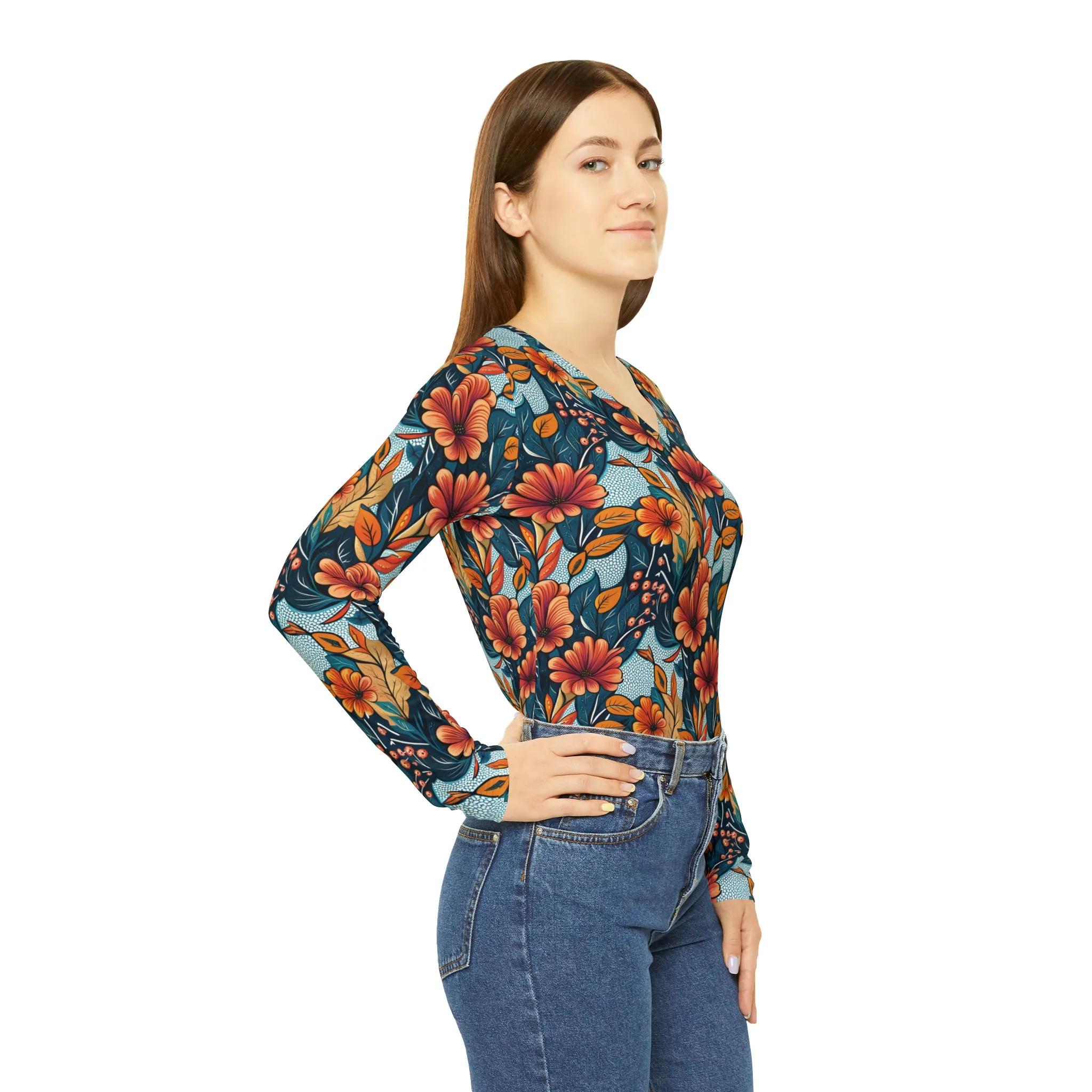 Floral Chutney Women's Long Sleeve V-neck Shirt