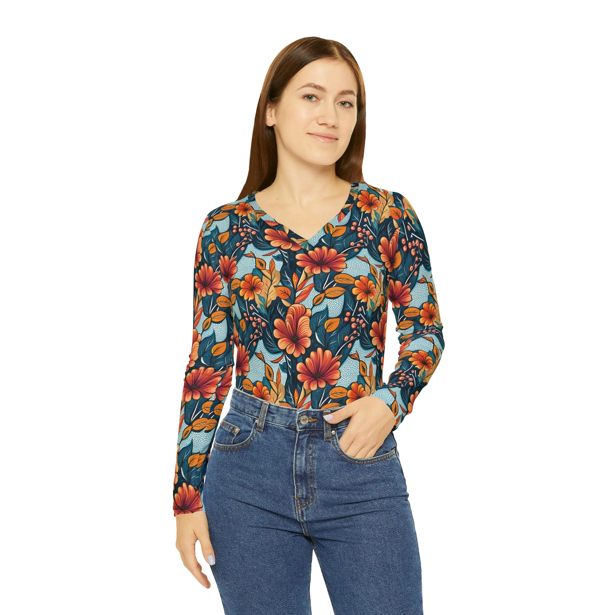 Floral Chutney Women's Long Sleeve V-neck Shirt