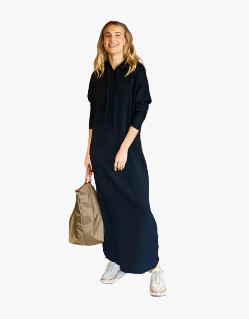 Frank & Eileen James Hooded Maxi Dress in British Royal Navy (Triple Fleece)