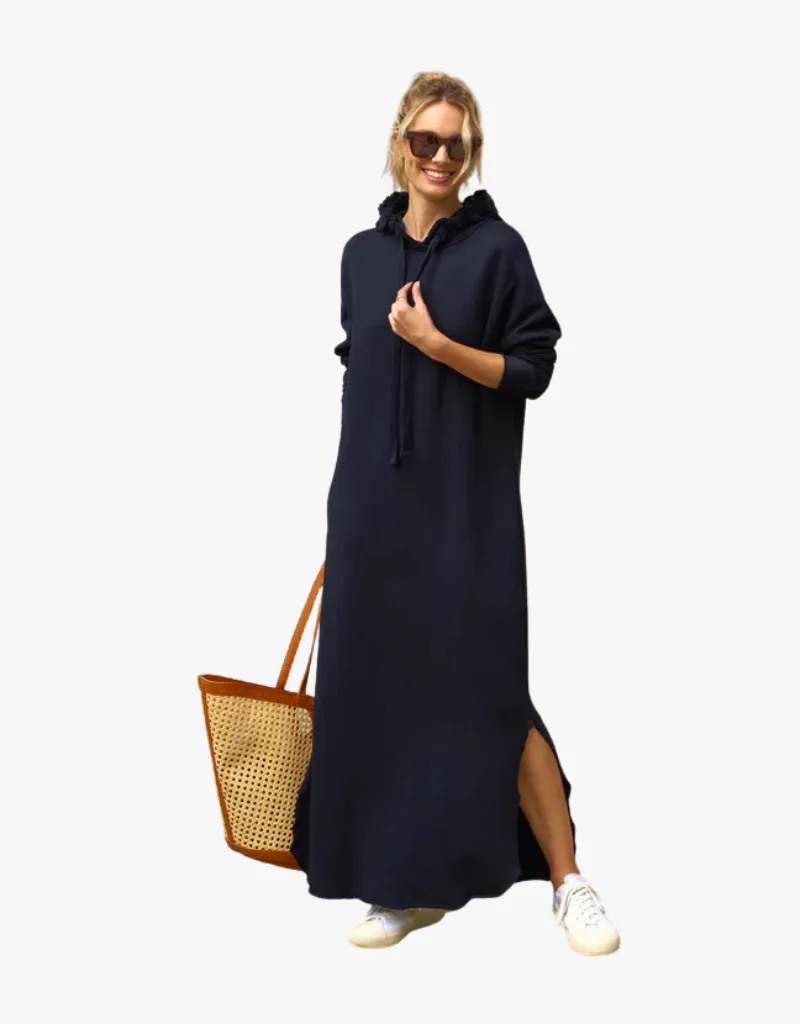 Frank & Eileen James Hooded Maxi Dress in British Royal Navy (Triple Fleece)