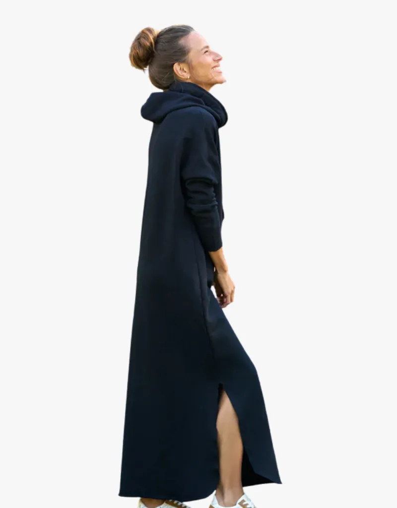Frank & Eileen James Hooded Maxi Dress in British Royal Navy (Triple Fleece)