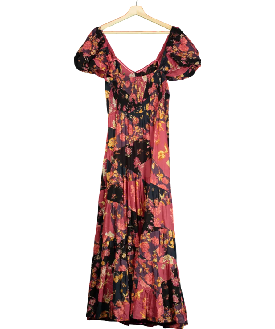 Free People Red Sundrenched Short Sleeve Maxi Dress UK M
