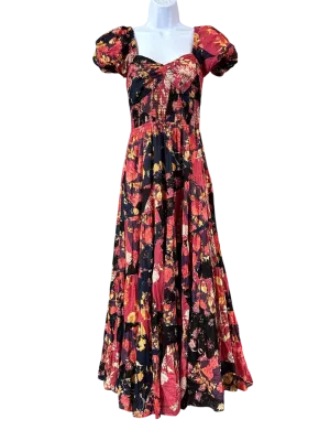 Free People Red Sundrenched Short Sleeve Maxi Dress UK M