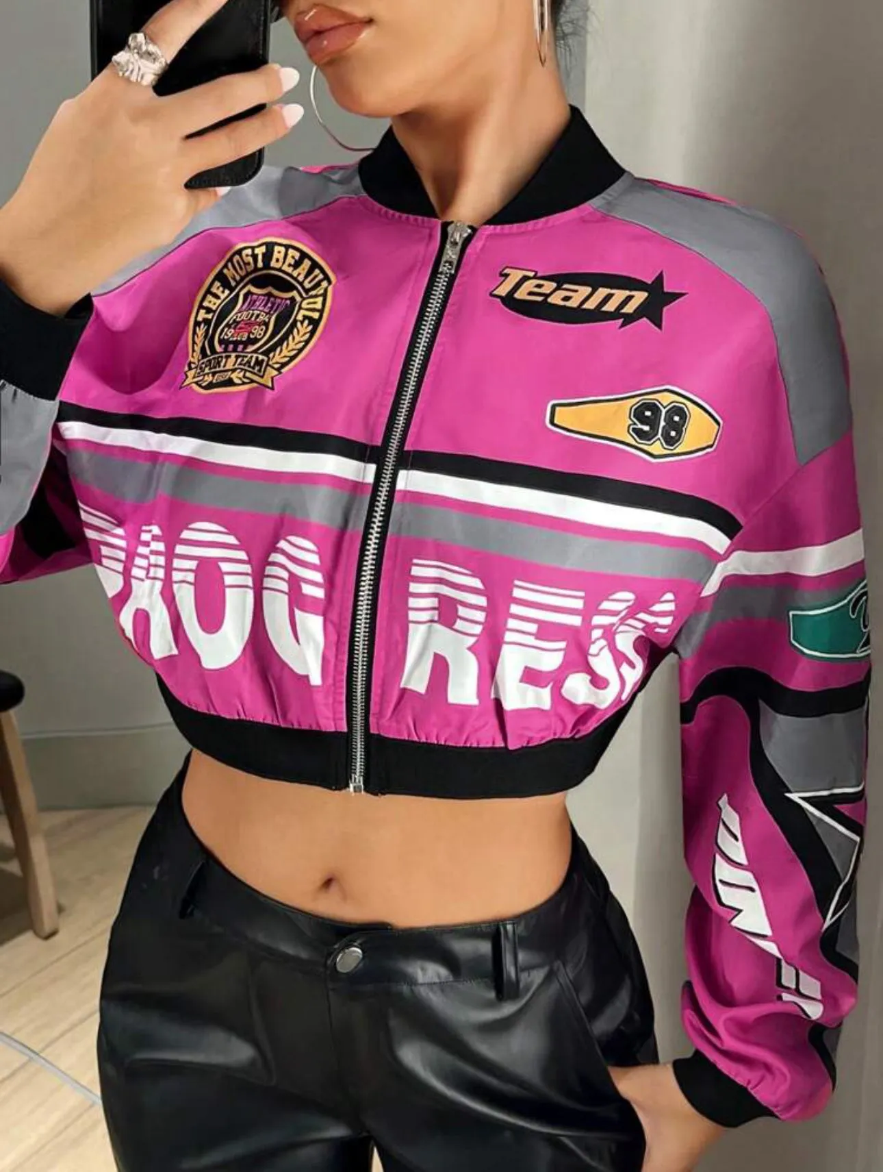Freedom Color Block Cropped Jacket