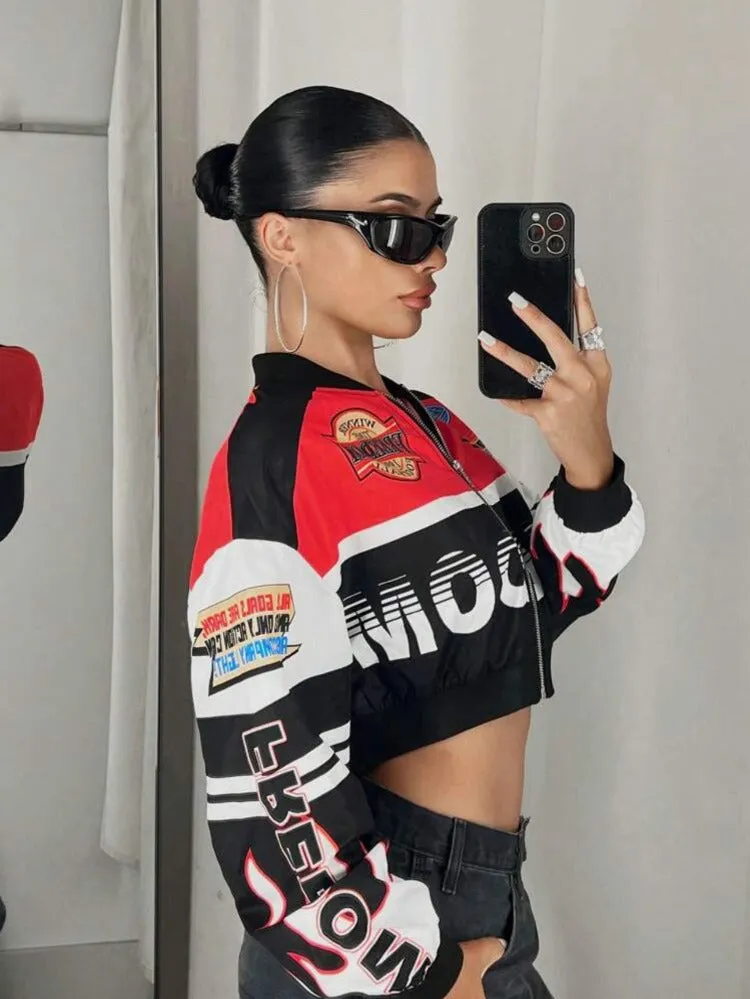 Freedom Color Block Cropped Jacket