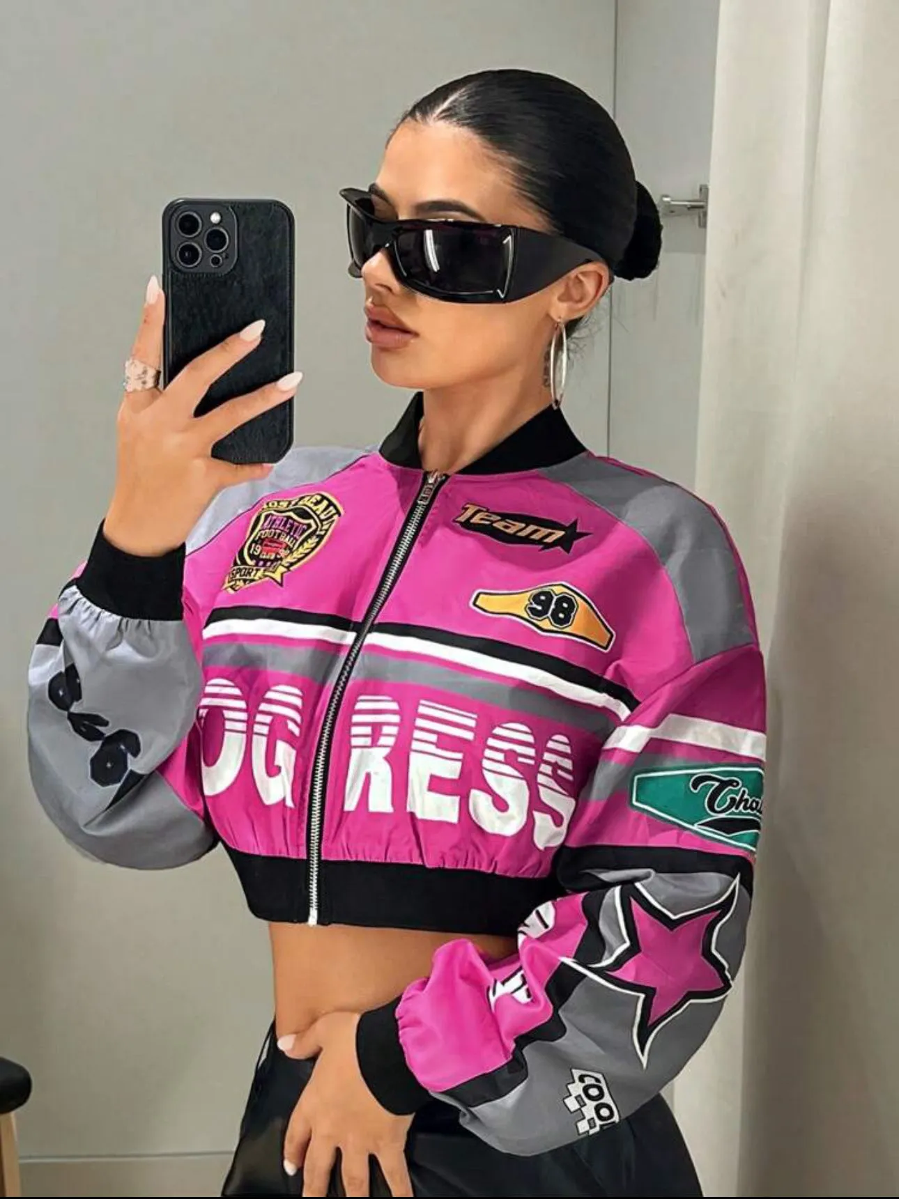 Freedom Color Block Cropped Jacket