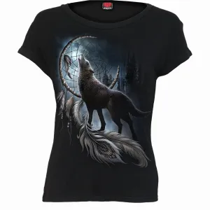 FROM DARKNESS - Boatneck Cap Sleeve Top Black