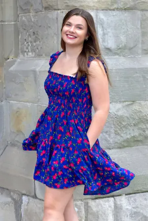 Gabriela Blue Mini Folk Dress