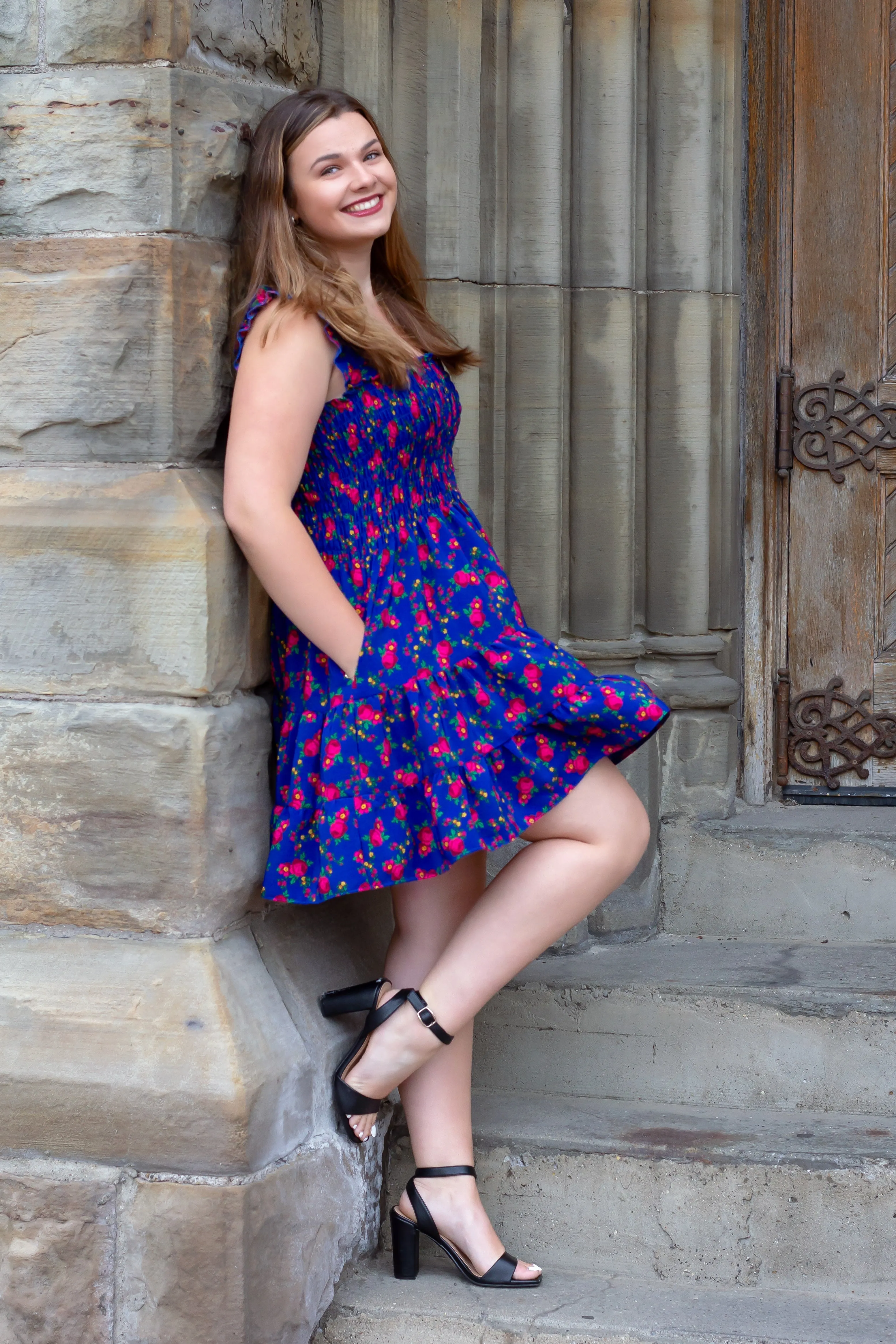 Gabriela Blue Mini Folk Dress