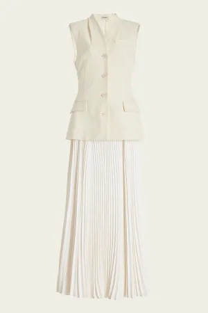 Georgina Vest Midi Dress in White