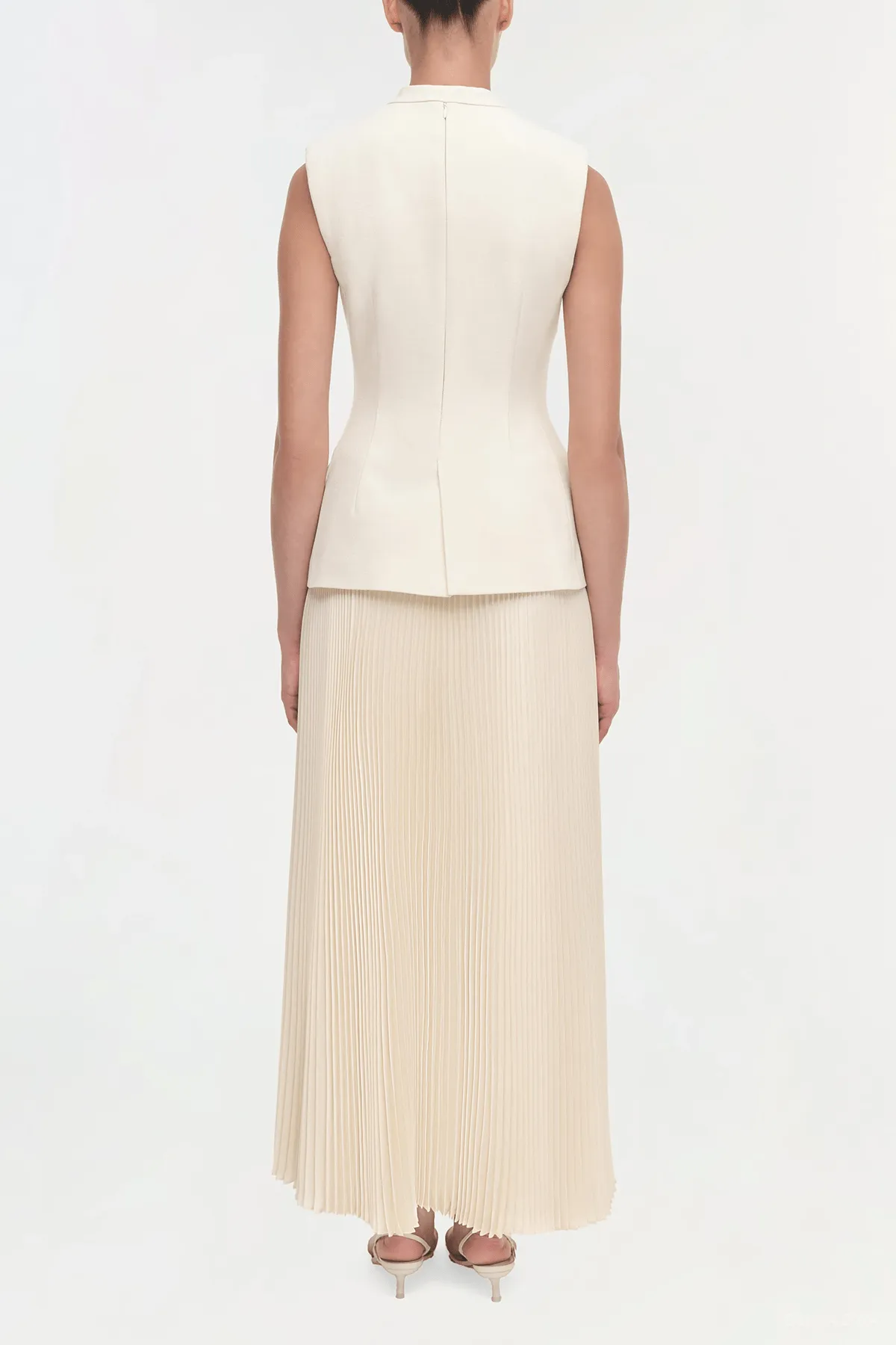 Georgina Vest Midi Dress in White