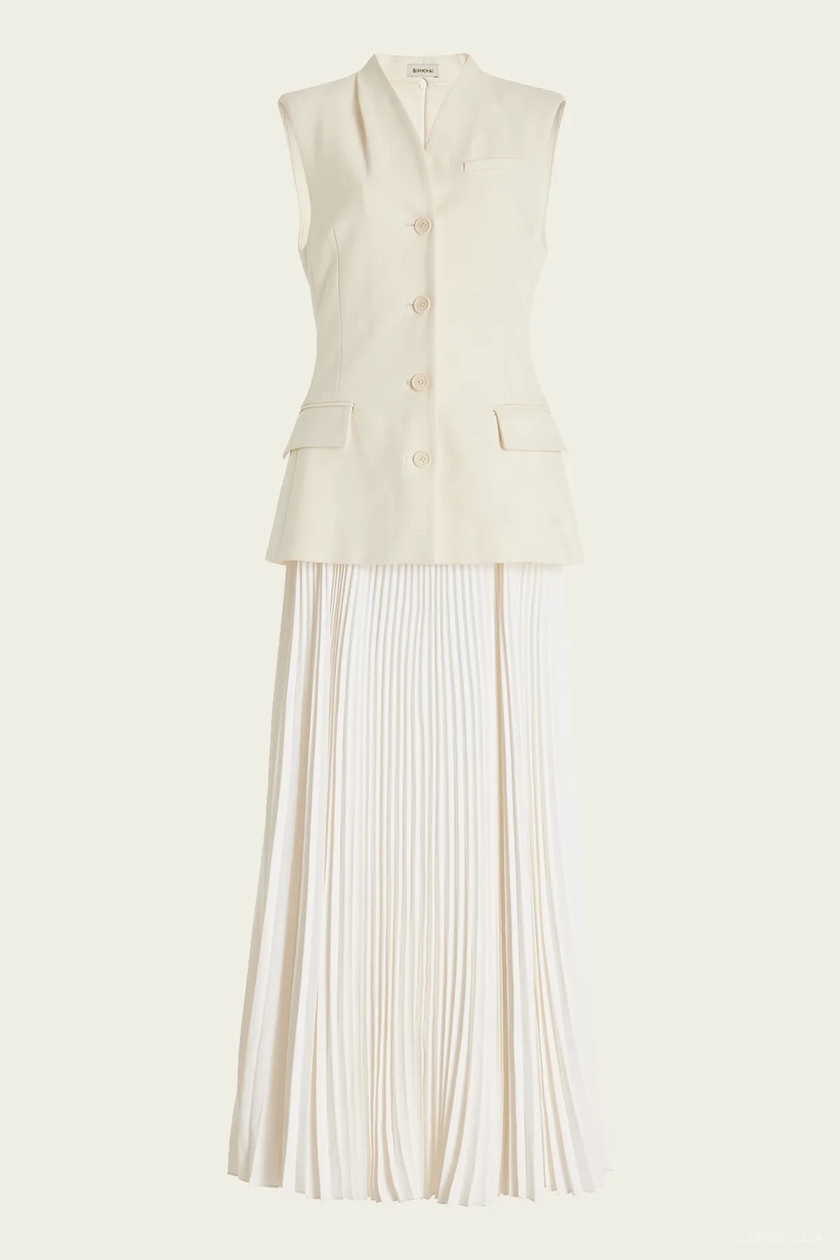 Georgina Vest Midi Dress in White