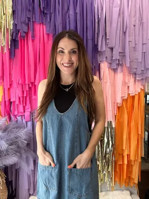 Get Moving Jumper Dress: Denim