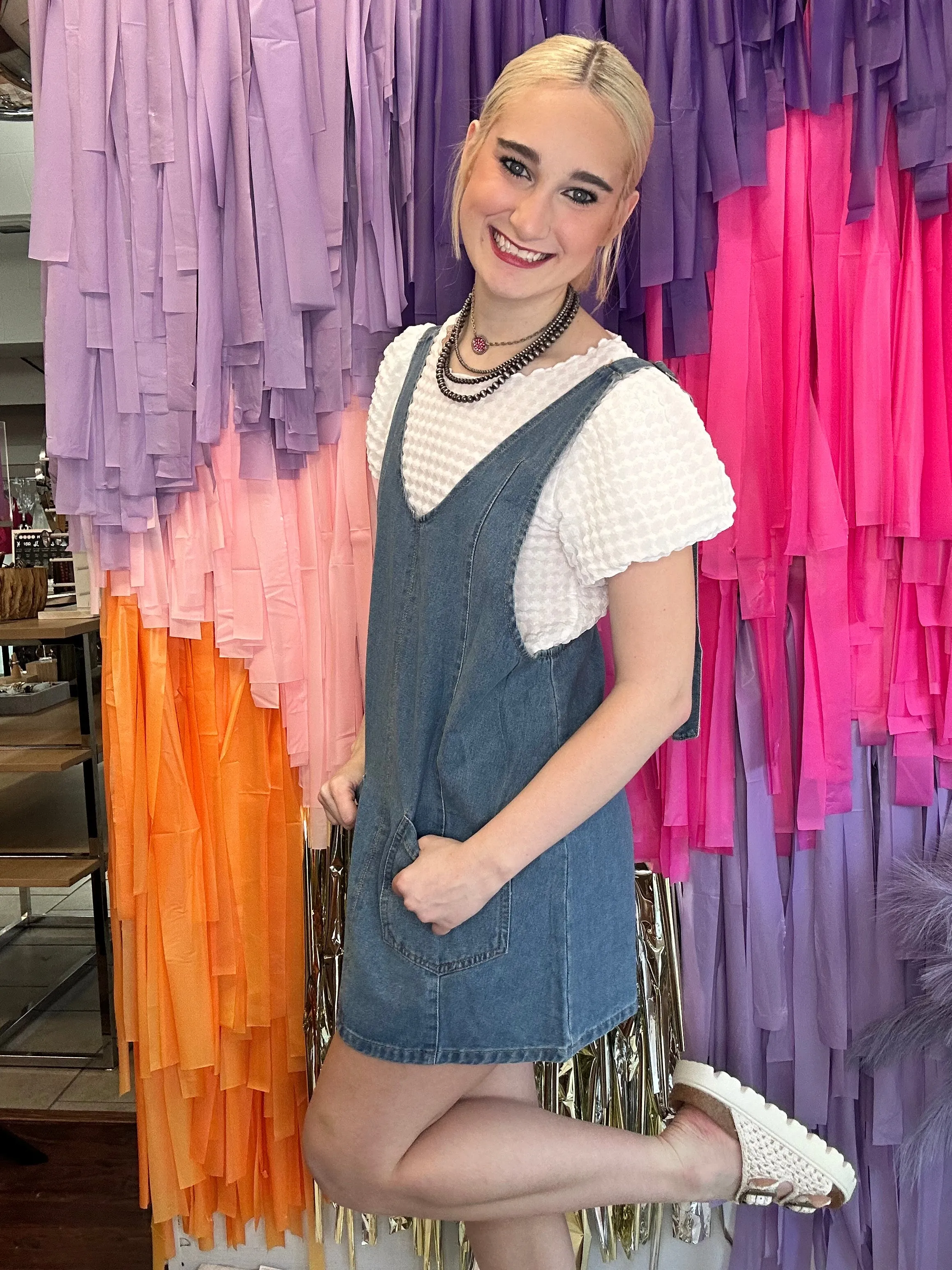 Get Moving Jumper Dress: Denim