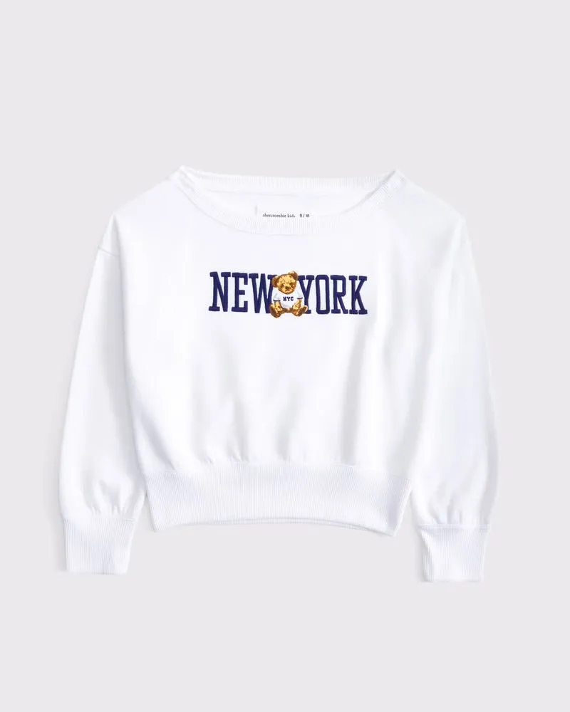 Girls Boatneck Graphic Sweatshirt