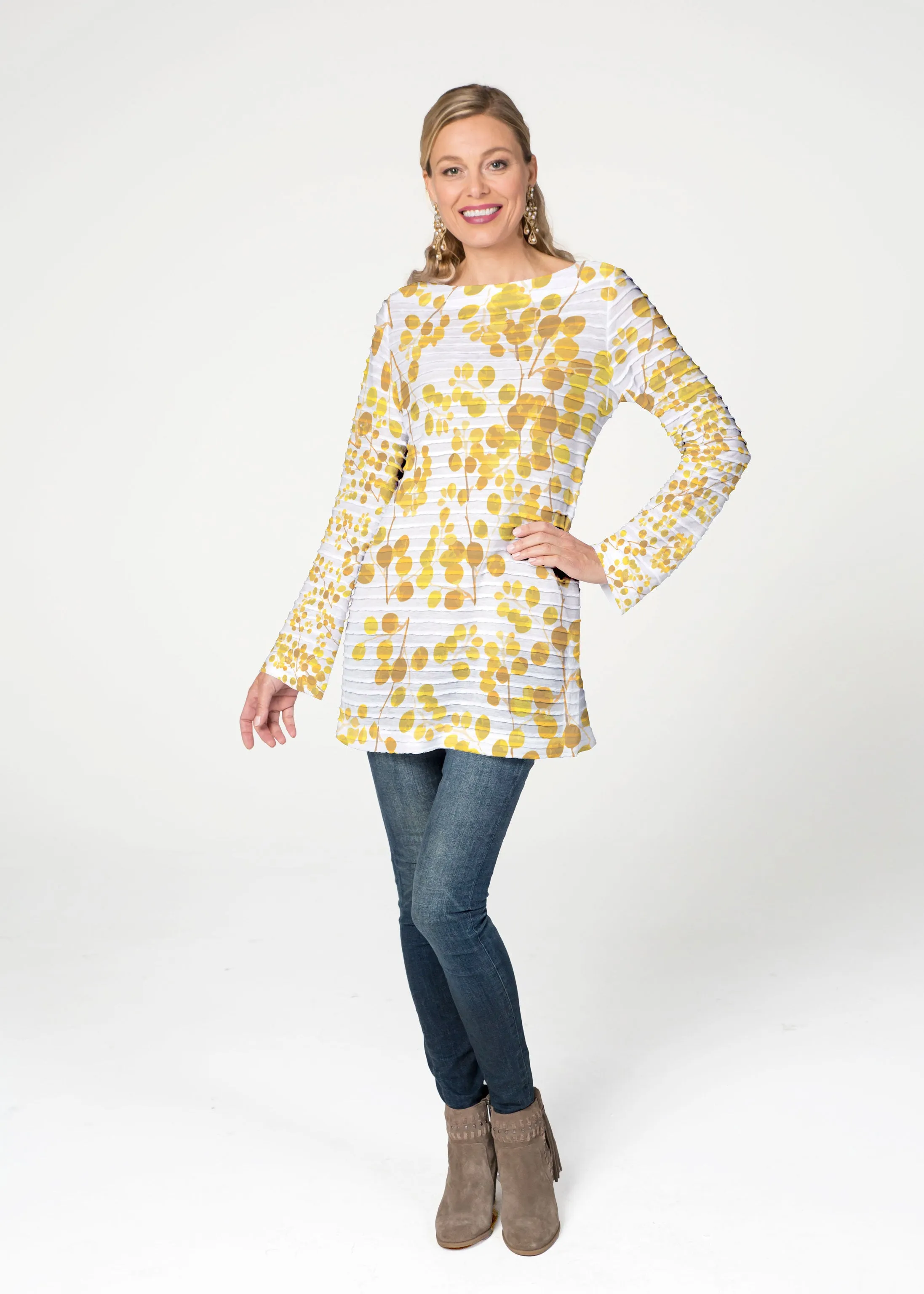 Golden Pome (7846) ~ Banded Boat Neck Tunic