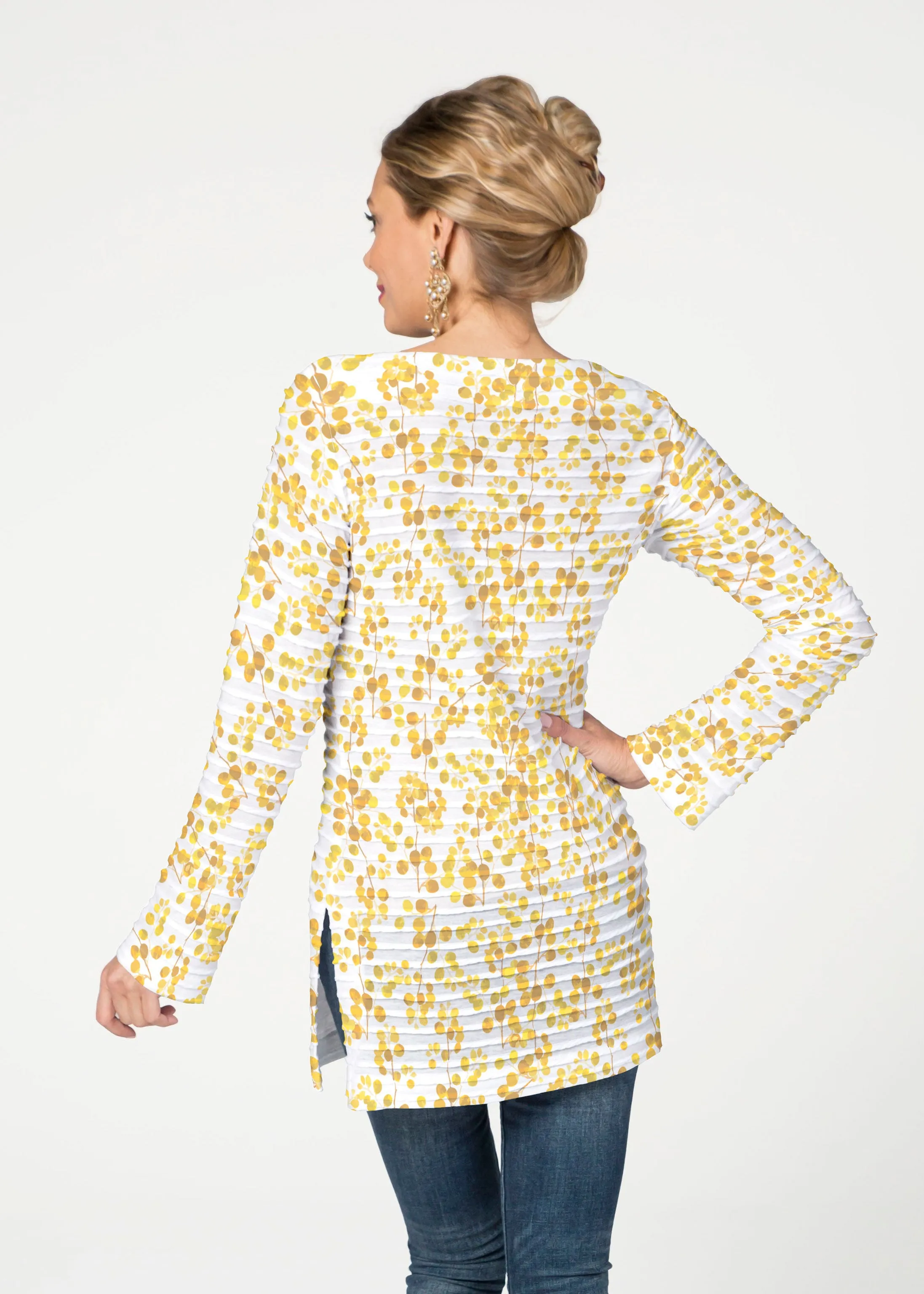 Golden Pome (7846) ~ Banded Boat Neck Tunic