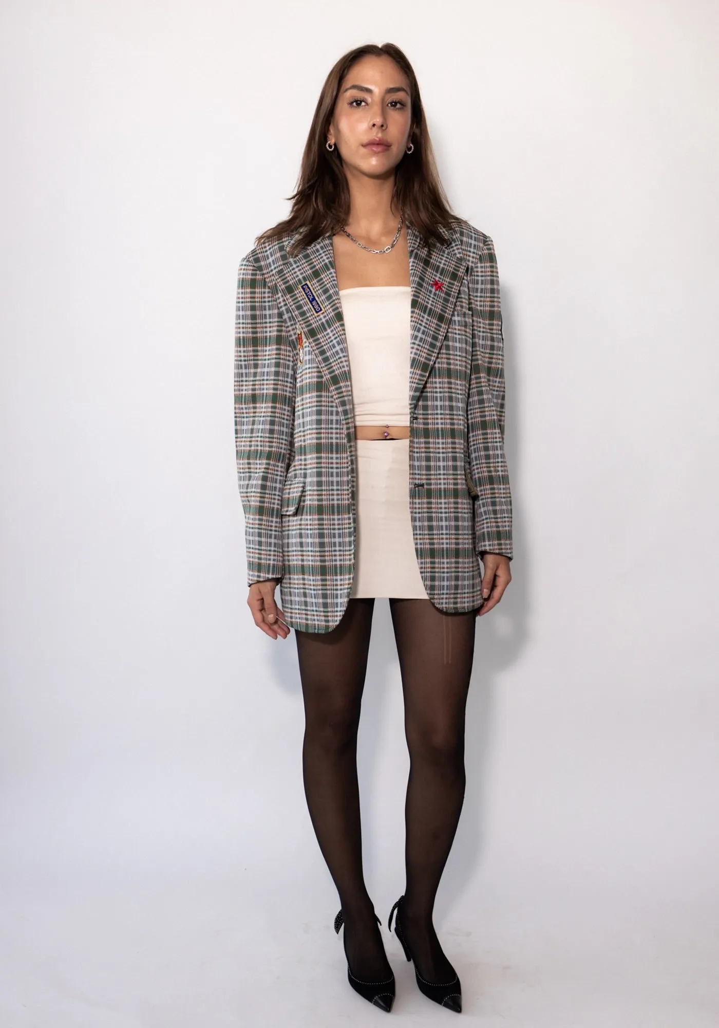 Green Plaid Sex Pistols Blazer