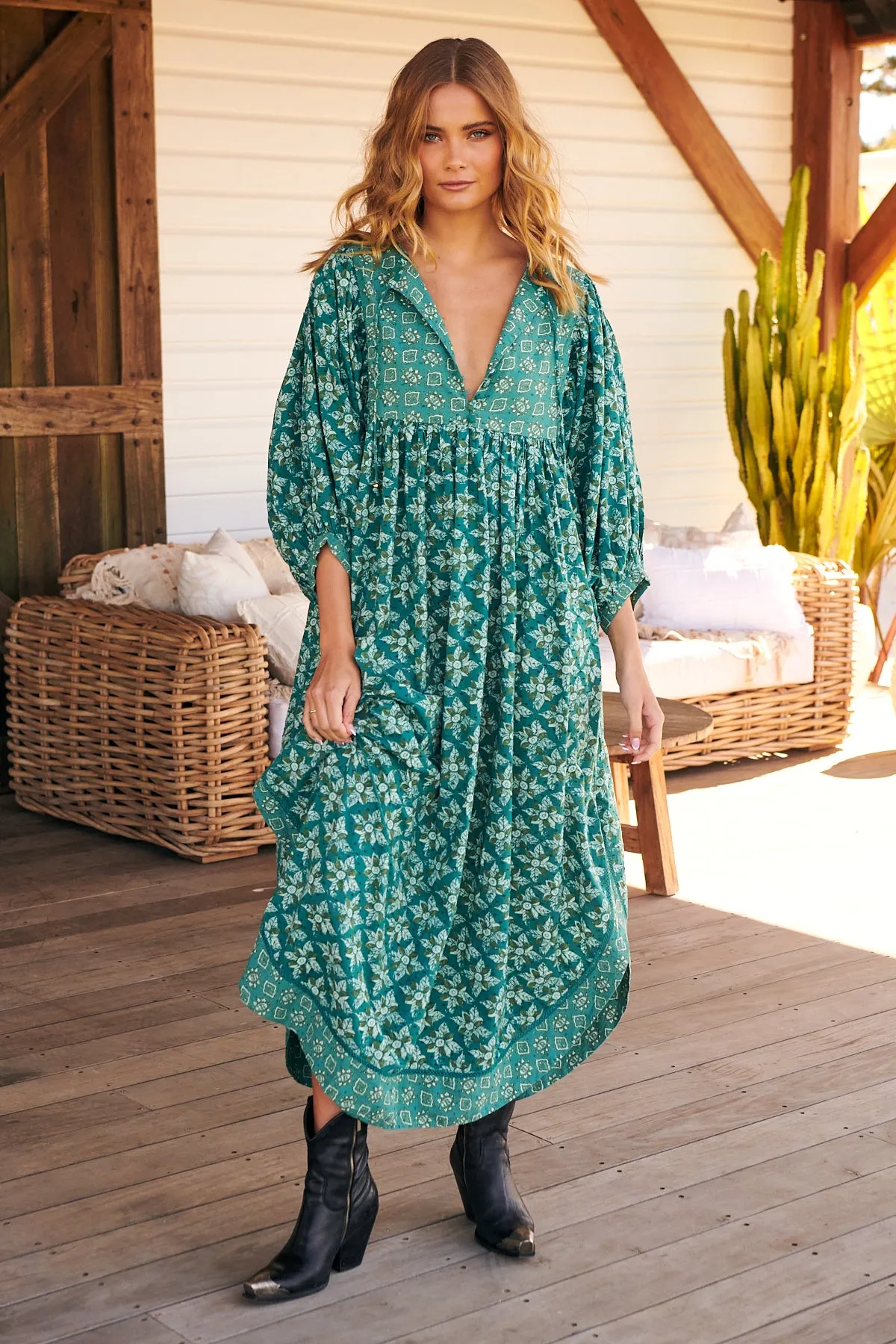 Hazy Maisy Maxi Dress- Forest ~ Free People