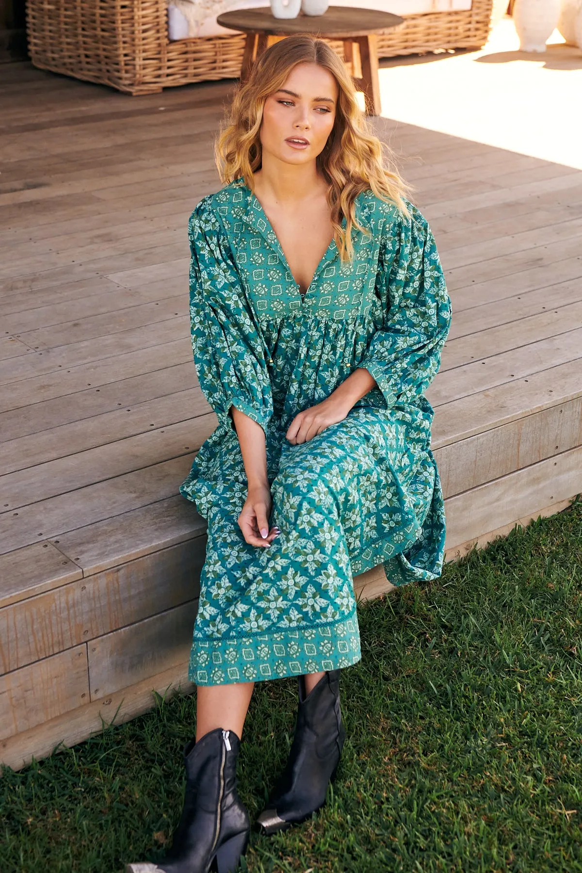Hazy Maisy Maxi Dress- Forest ~ Free People