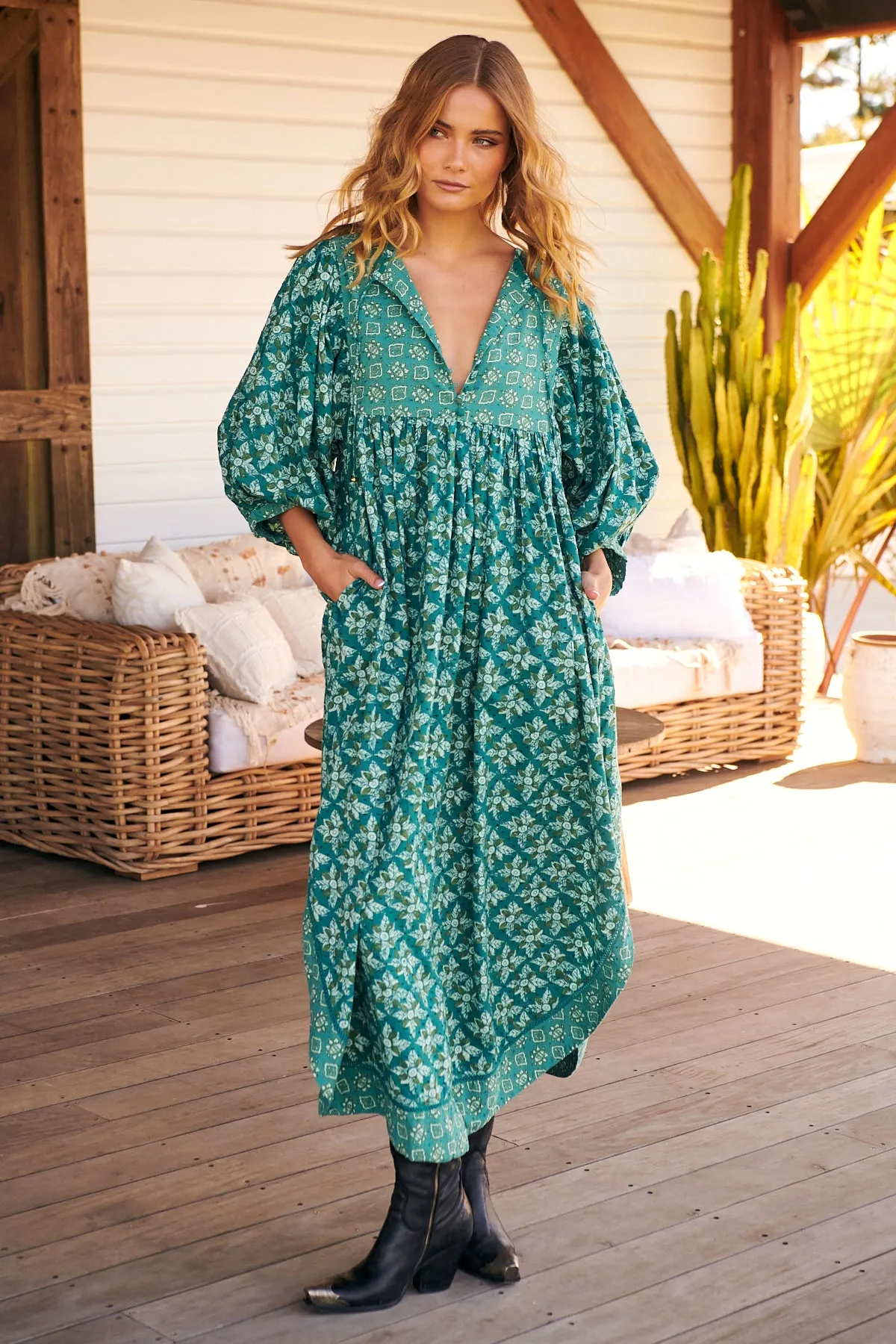 Hazy Maisy Maxi Dress- Forest ~ Free People