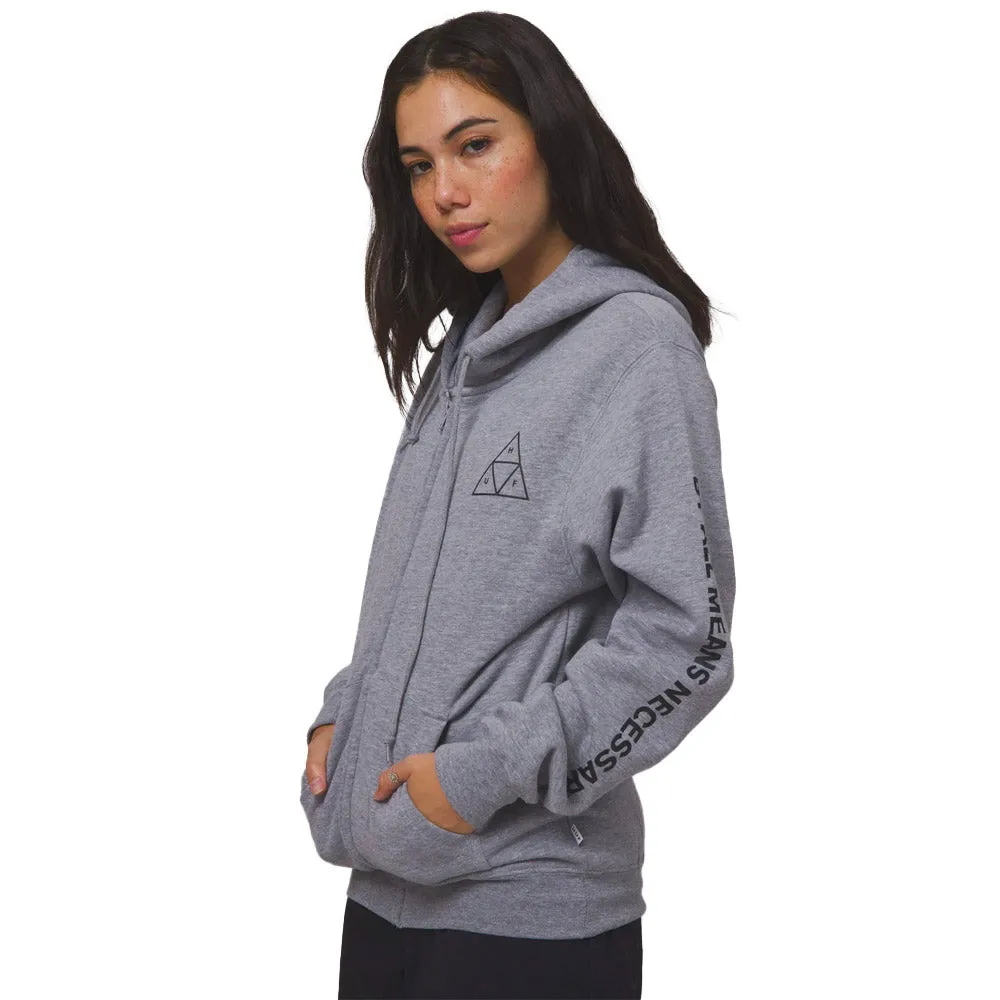Huf - All Means Triple Triangle Womens Zip Hoodie Grey Heather