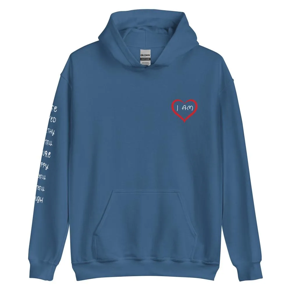 I AM HEART Affirmations Inspirational Positive Self-Love Hoodie Men
