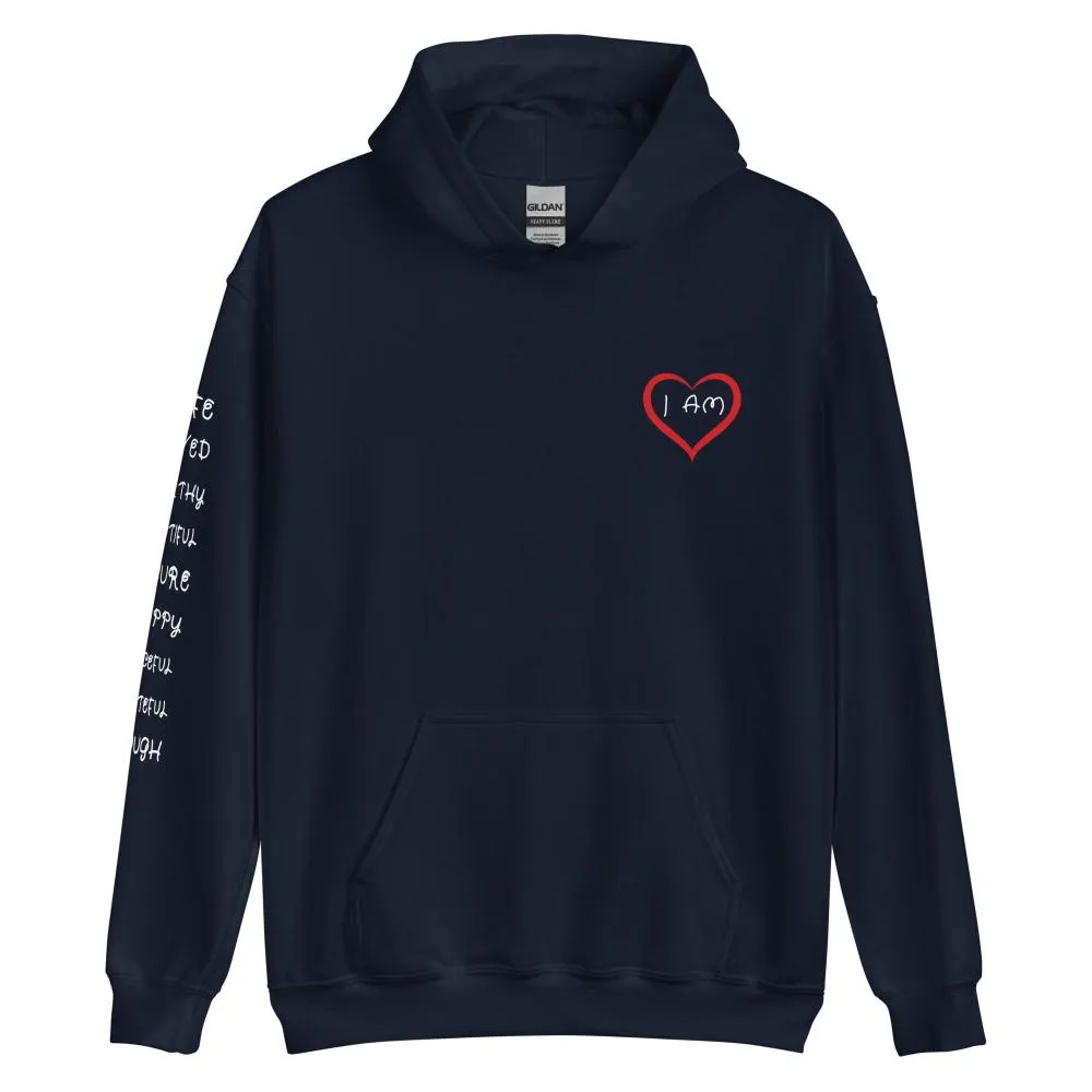 I AM HEART Affirmations Inspirational Positive Self-Love Hoodie Men