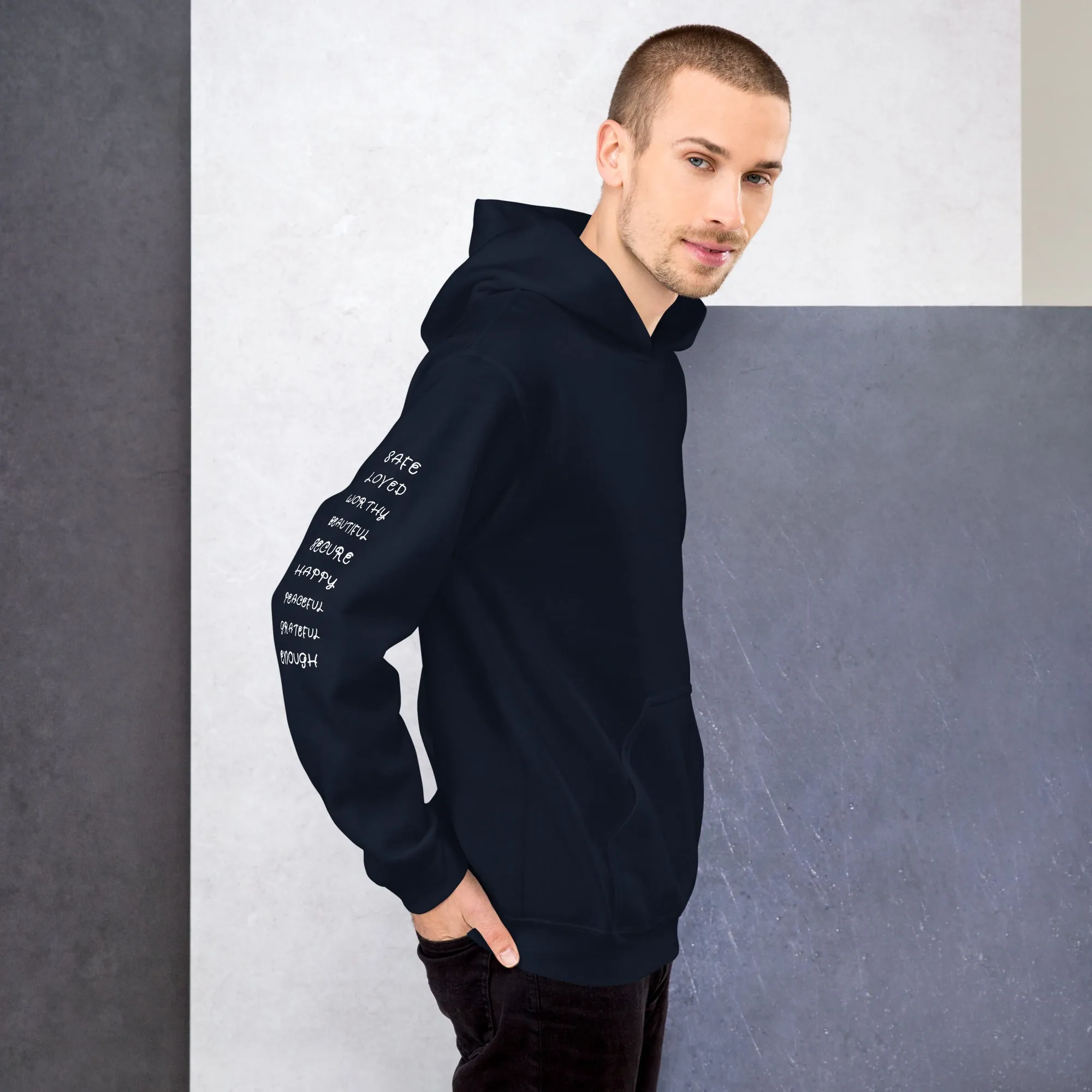 I AM HEART Affirmations Inspirational Positive Self-Love Hoodie Men