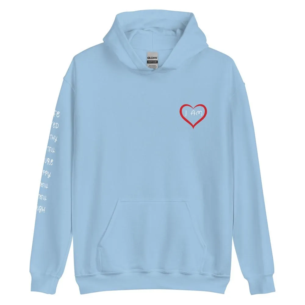 I AM HEART Affirmations Inspirational Positive Self-Love Hoodie Men