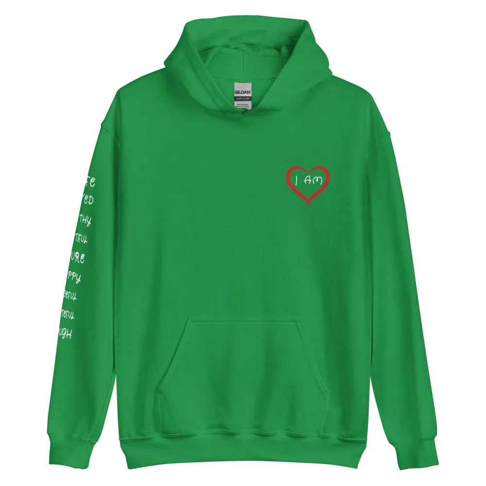 I AM HEART Affirmations Inspirational Positive Self-Love Hoodie Men