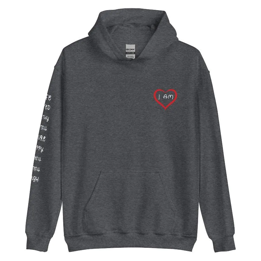 I AM HEART Affirmations Inspirational Positive Self-Love Hoodie Men