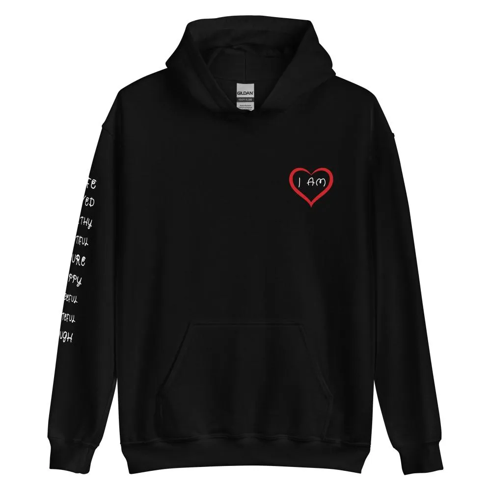 I AM HEART Affirmations Inspirational Positive Self-Love Hoodie Men