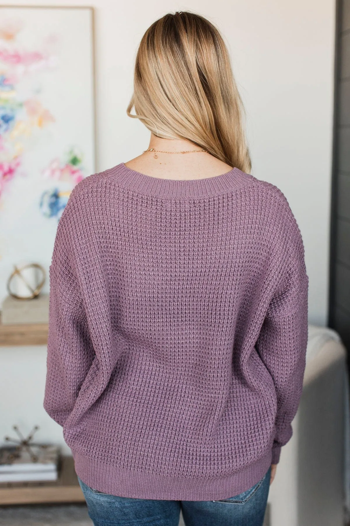 Inspiring Love V-Neck Sweater- Dusty Lavender